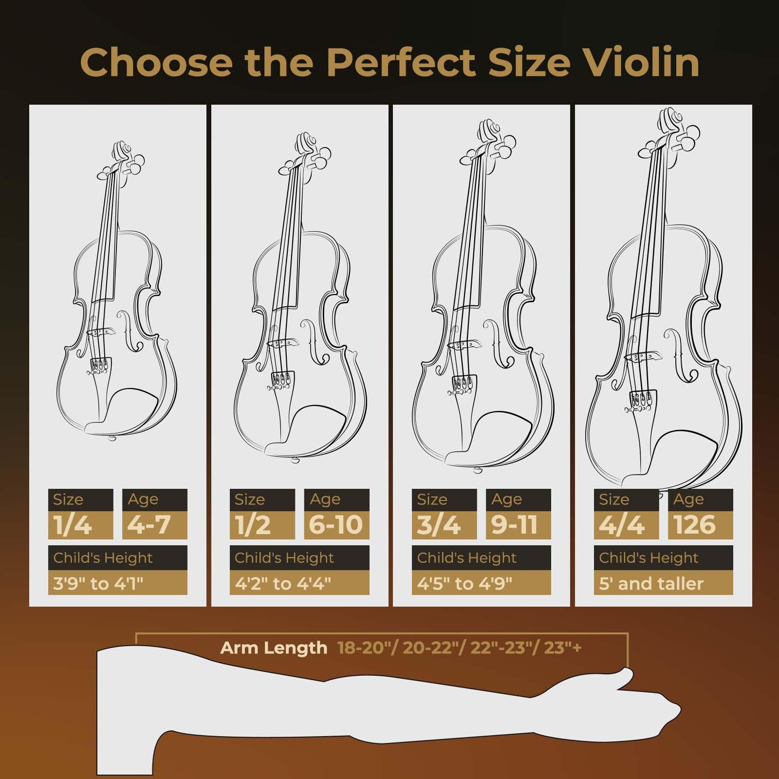 Vangoa Violin 4/4 Full Size Set, Handcrafted Entry Level Acoustic Violin Set with Lightweight Hard Case, Suitable for Beginners, Teens, 12+, Adults, Right Handed Players
