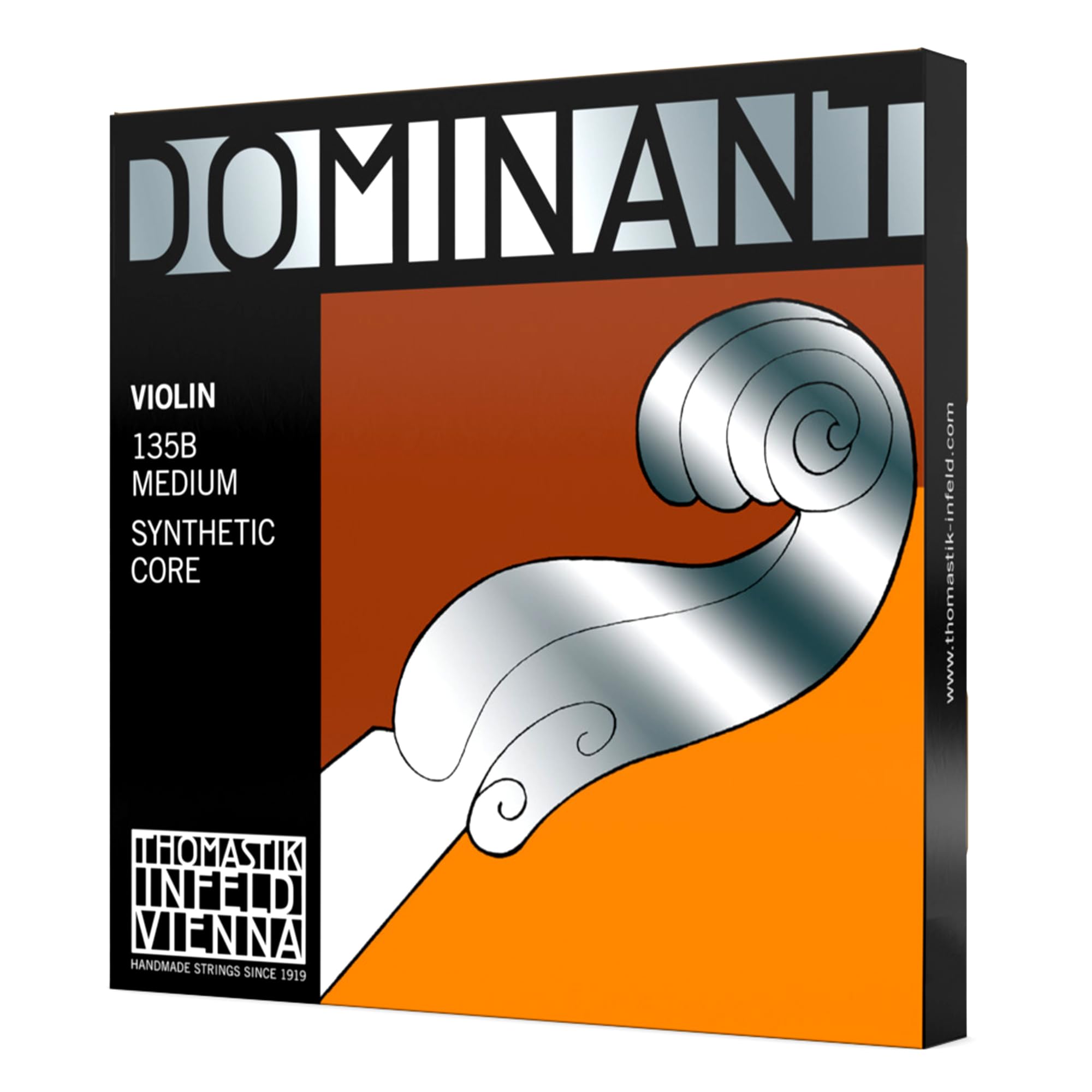 Thomastik-Infeld Dominant Violin String Set, 4/4 Size, Medium Tension - 135B - Synthetic Core A, D, G with Stainless Steel E, Removable Ball - Clear & Balanced Tone, The Reference Standard for Violin
