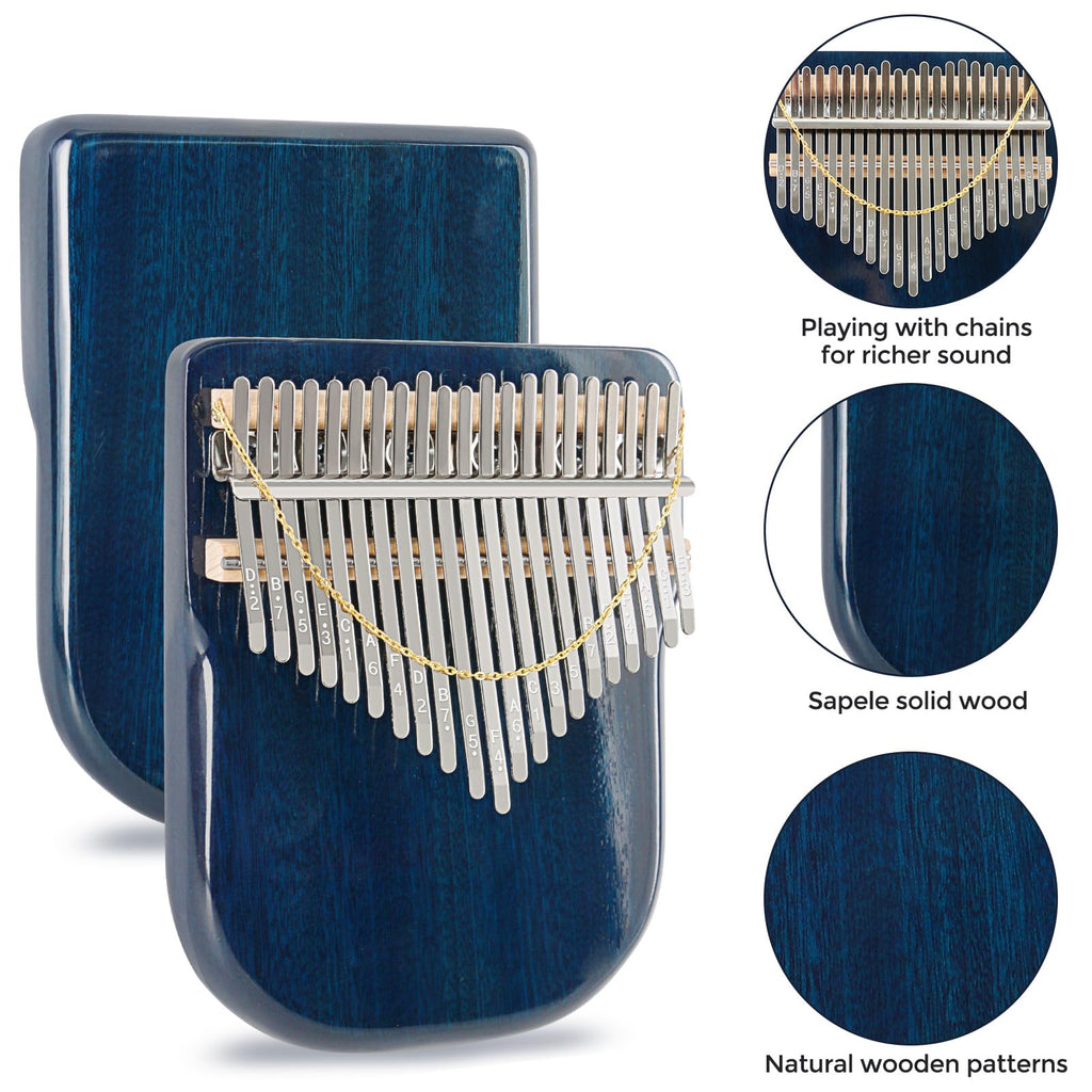 EASTROCK 17 Key Electric Kalimba Thumb Piano Built-in Pickup Professional Electric Kalimba Finger Piano for Kid Adults Beginners Professional (Mahogany Hand Rest EQ)