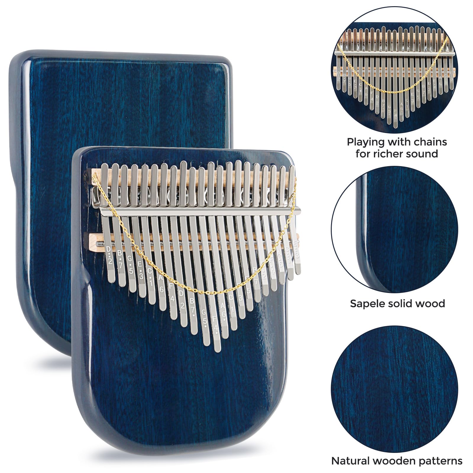 EASTROCK 17 Key Electric Kalimba Thumb Piano Built-in Pickup Professional Electric Kalimba Finger Piano for Kid Adults Beginners Professional (Mahogany Hand Rest EQ)