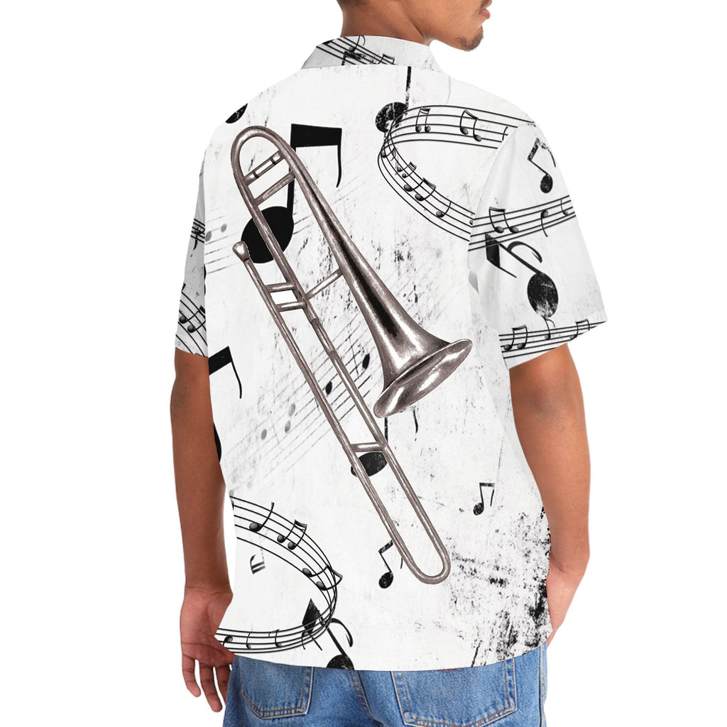 Trombone Hawaiian Shirt, Mens Trombone Short Sleeve Shirt, Music Band Gifts