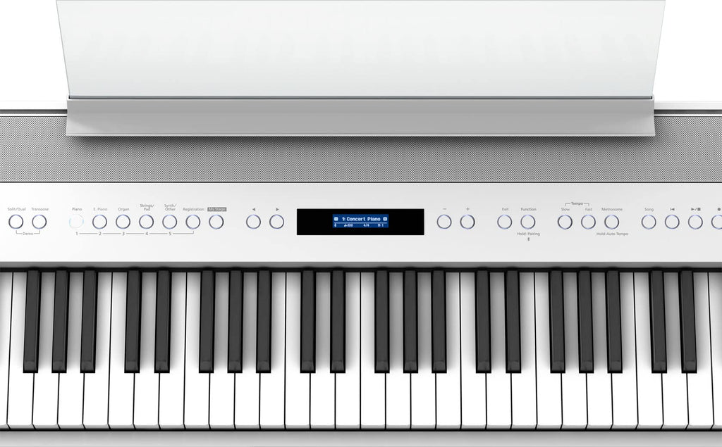 Roland FP-60X 88-Key Digital Piano - White Bundle with Adjustable Stand, Bench, Deluxe Sustain Pedal, Online Piano Lessons, Instructional DVD, and Austin Bazaar Polishing Cloth