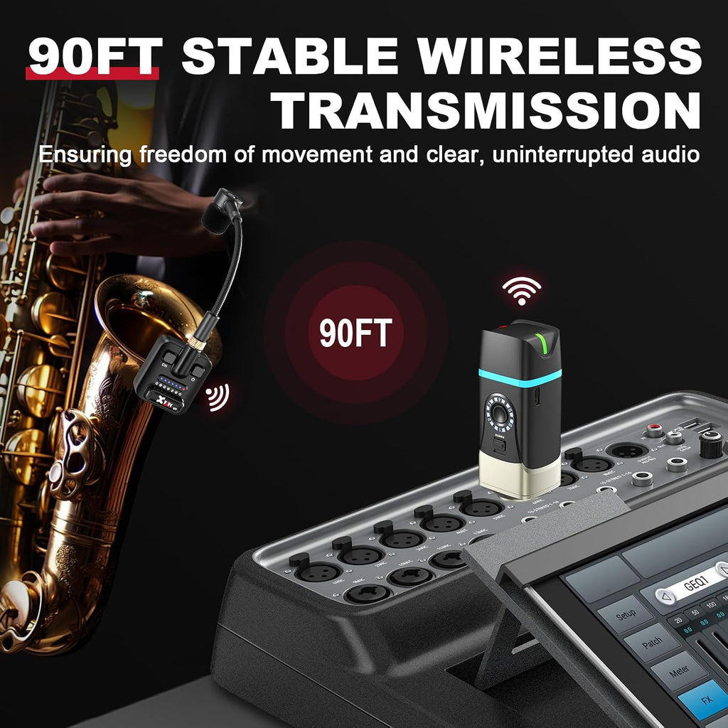Xvive U7 Saxophone and Trumpet Wireless System with 2.4GHz Transmitter and Receiver