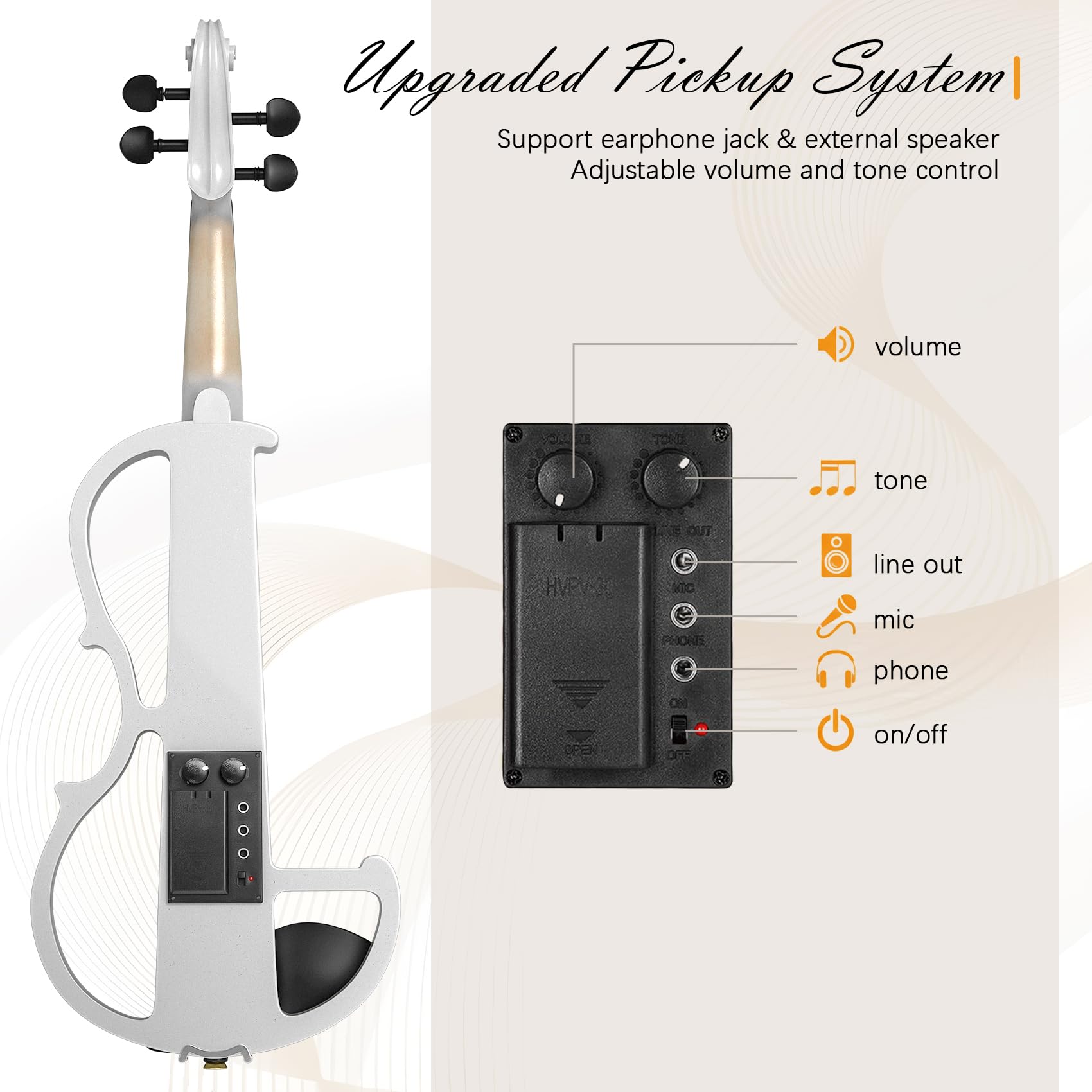 Electric Violin 4/4 Kit, Electric Violin 4/4 Full Size for Adults, Students, Beginner Violins, Full Size Violins Set with Case, Bow, Rosin and Headphones, Black