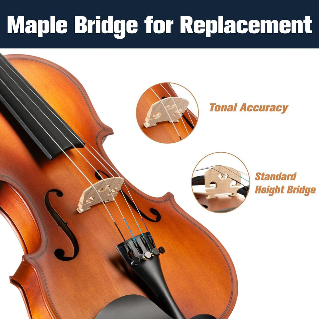 Mendini by Cecilio 14 Inch Solid Wood Viola Set for Beginners - Hand Carved Acoustic Viola Kit with Hard Case, Bow, Rosin, Bridge and Extra Strings