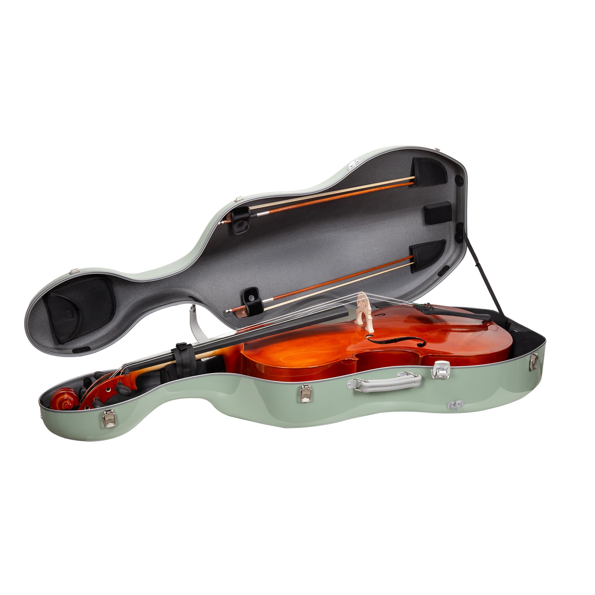 Crossrock Professional 4/4 Carbon Fiber Cello Case | 6lb Ultra-Light TSA Hardshell | Adjustable Magic Pads & Anti-Scratch Cover | Gloss Crimson Finish