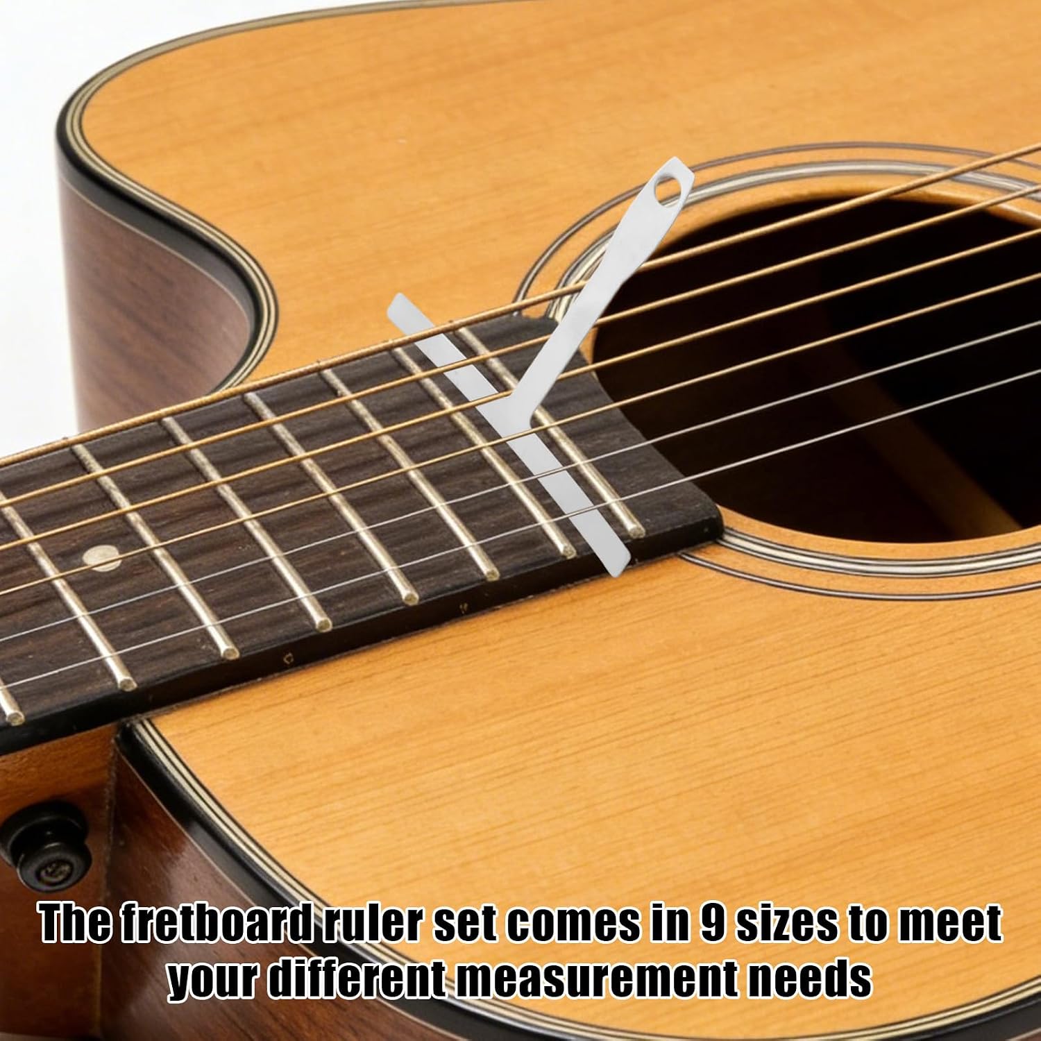 11pcs Guitar Luthier Tools Set, Include 9 Guitar Understring Radius Gauge 1 String Action Gauge Ruler 1 Bridge Saddle Nut Files for Bass Setup Repair Tool Kit