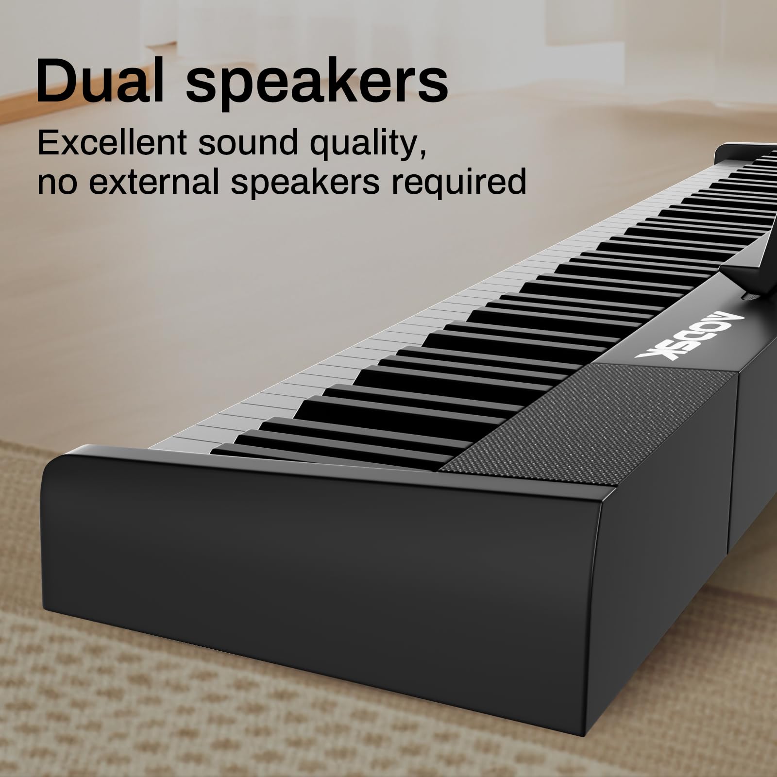 AODSK Digital Piano 88 Key Full Size Weighted Keyboard Overall Solid Wood Frame for Beginners with Sheet Music Stand Triple Pedal Power Adapter