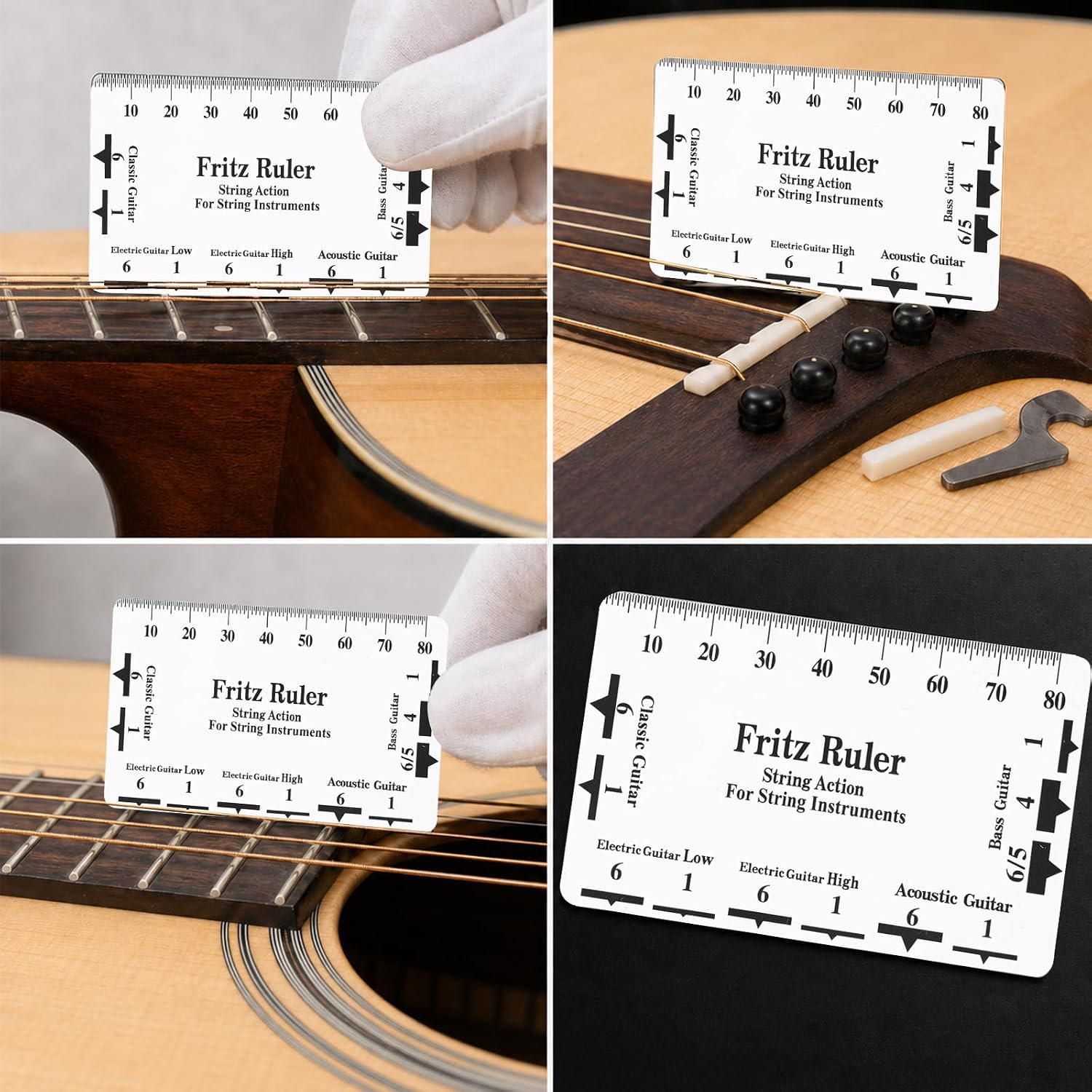 10pcs Guitar Luthier Tools Set, Includes 9 Guitar Understring Radius Gauge & String Action Height Gauge Ruler for Bass Setup Repair Tool Kit