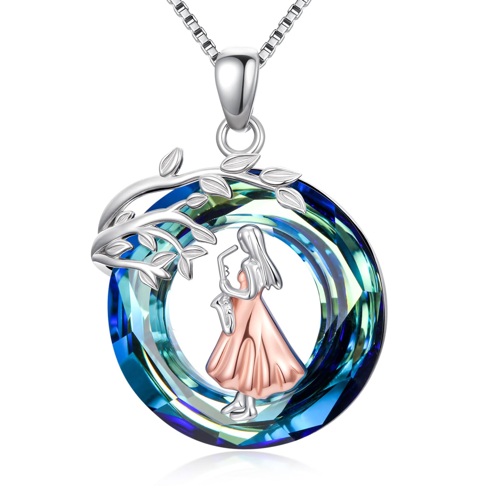 Sport/Music Necklace for Women 925 Sterling Silver Crystal Pendant Tree of Life Jewelry Gifts for Sport Players