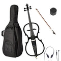 Electric Cello 4/4 Full Size Ebony Fittings with Lightweight Cello Bag, Headphones, Bow, Bridge, Rosin, Cello for Beginners Adults