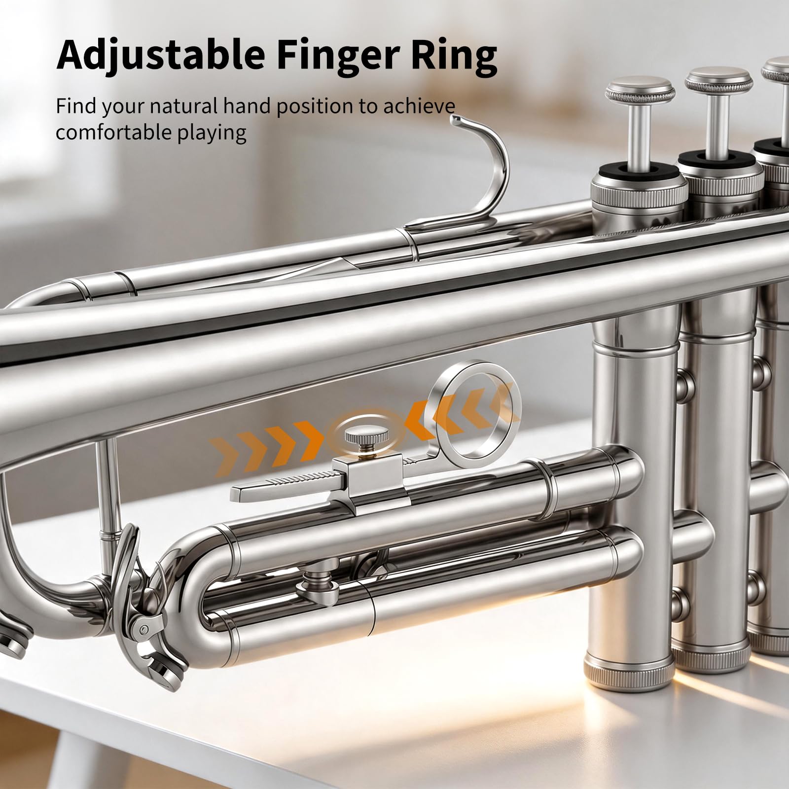 JAMELO Bb Standard Trumpet Set, Brass Trumpet Instrument for Student/Beginner with Carrying Case, 7C Mouthpiece, Cleaning Cloth and Gloves (TP-100, Gold)