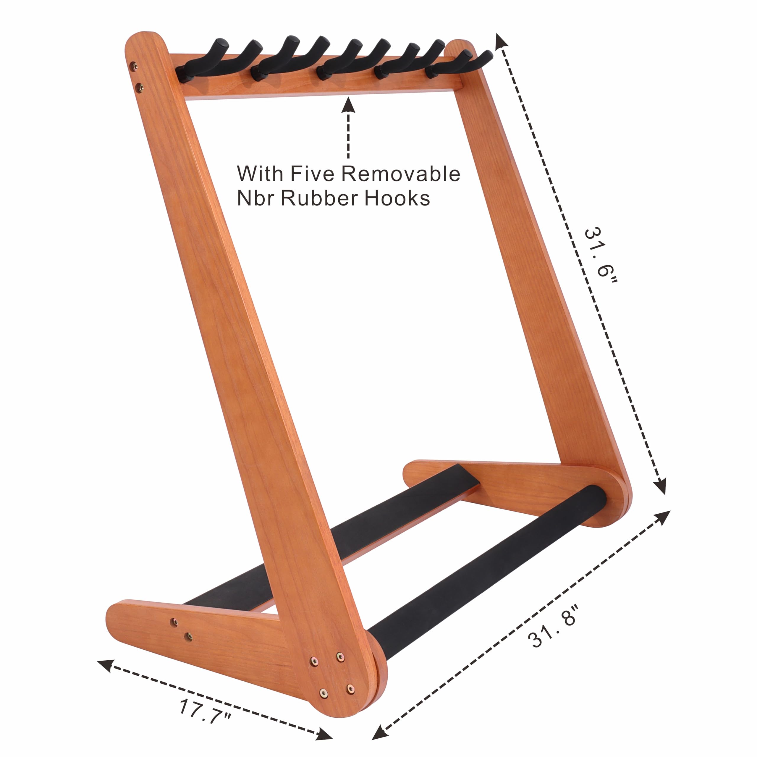 Nefelibata Multi-Purpose Guitar Stands 5 Wooden Guitar Rack Floor Stand for Guitars and Cases, Electric Guitars, Acoustic Guitars, Bass Guitars, Cellos - German Ash (Yellowish Brown)