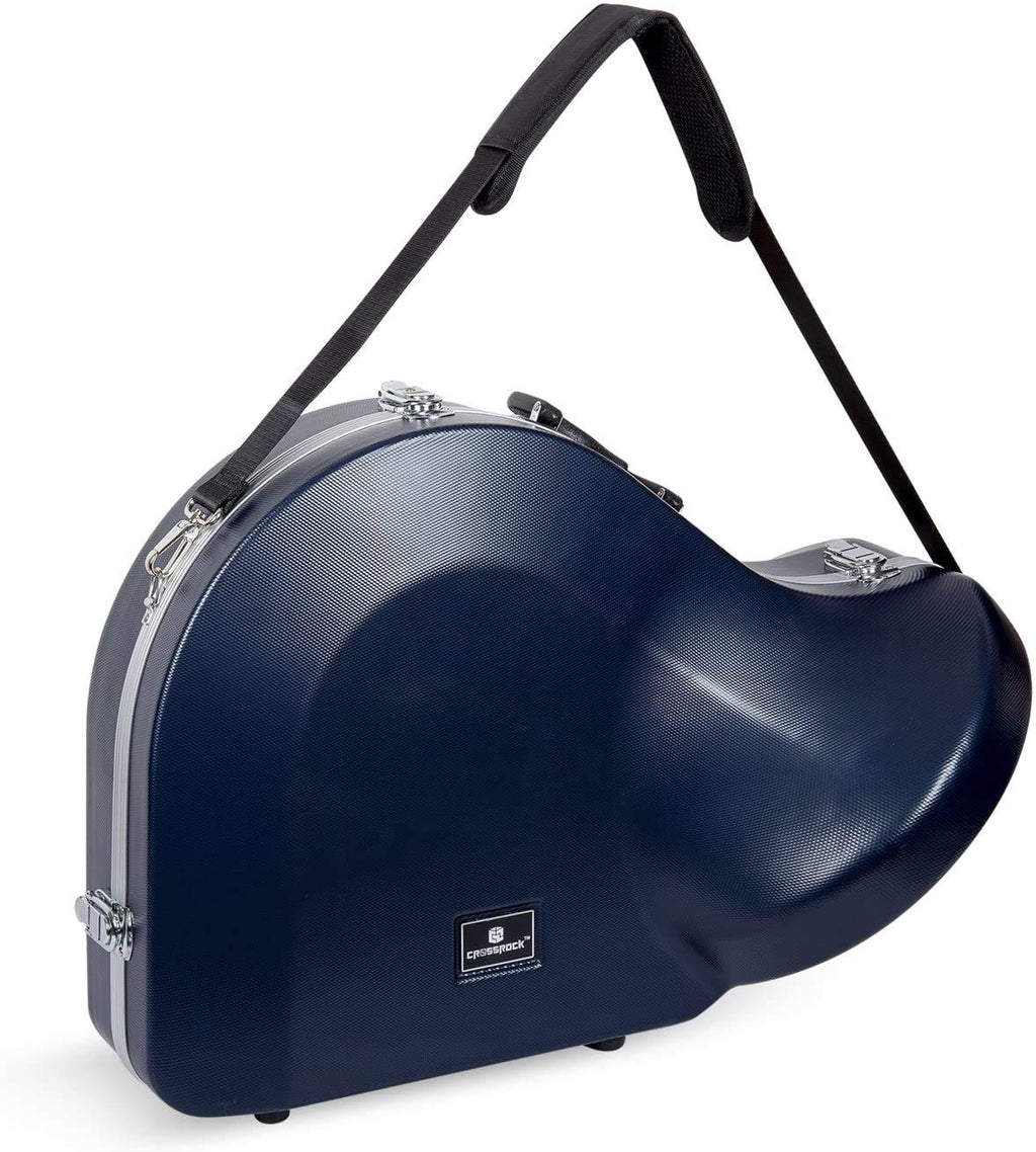 Crossrock Trumpet Case for Bb Horn | Textured Blue Finish with Velvet Interior, Security Lock, Metal Feet & Detachable Strap (CRA861TRBL)