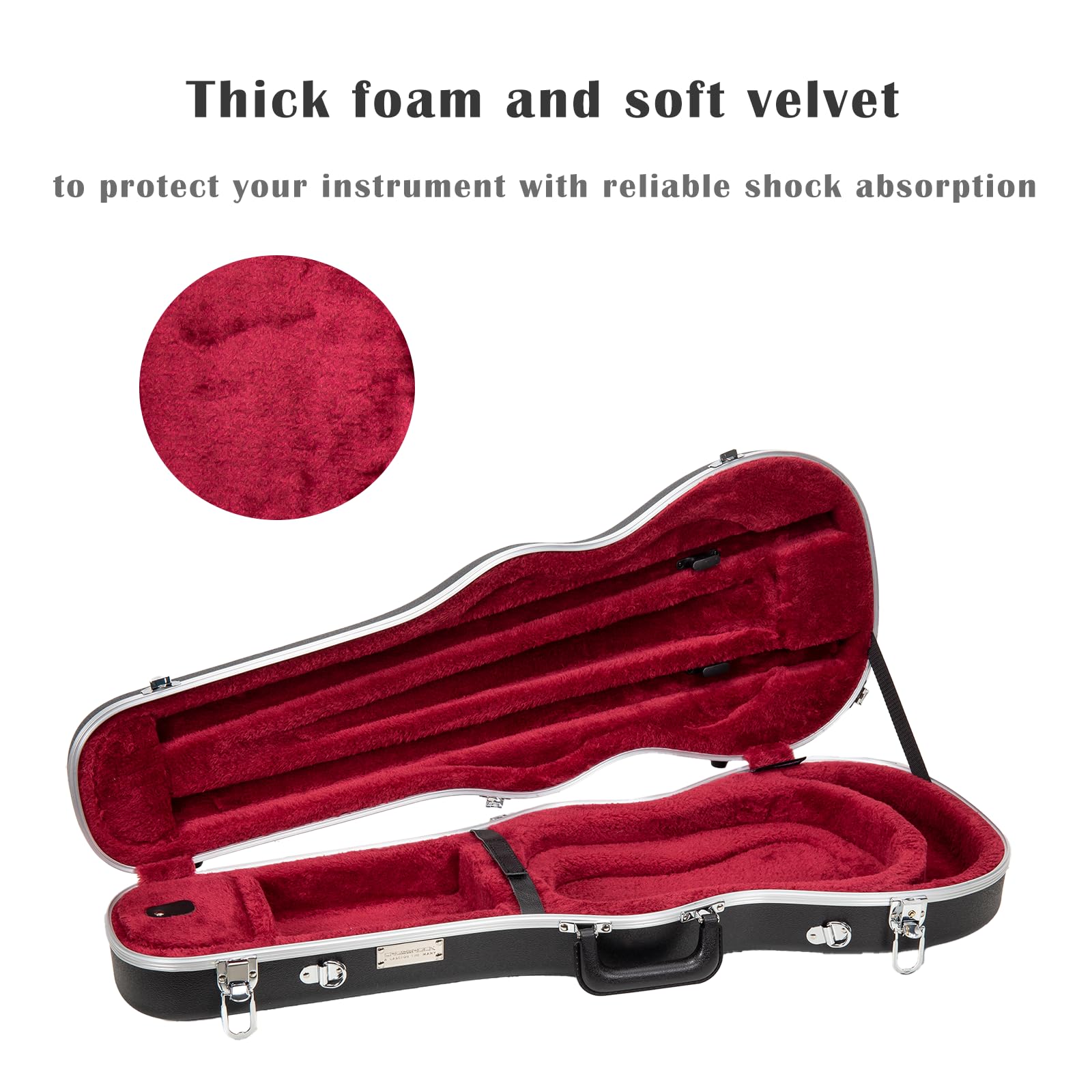 Crossrock Shaped Violin Case for 4/4 Full-Size Violin | Interior Accessory Compartment, 2 Bow Holders, Security Lock, Detachable Shoulder Straps - Black (CRA880VFBK)