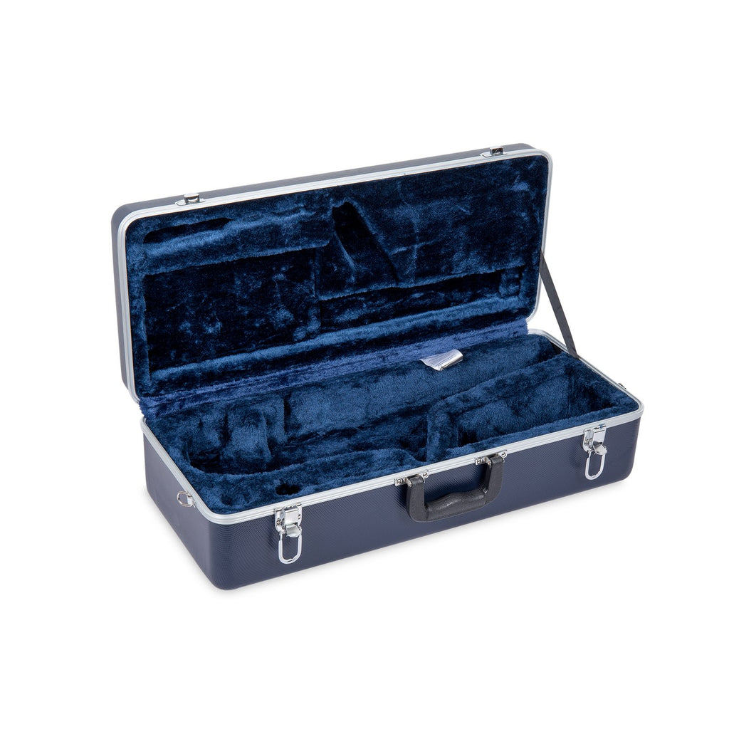 Crossrock ABS Trumpet Case for Bb Horn | Textured Blue Finish with Velvet Interior, Security Lock, Metal Feet & Detachable Strap (CRA862TRBL)