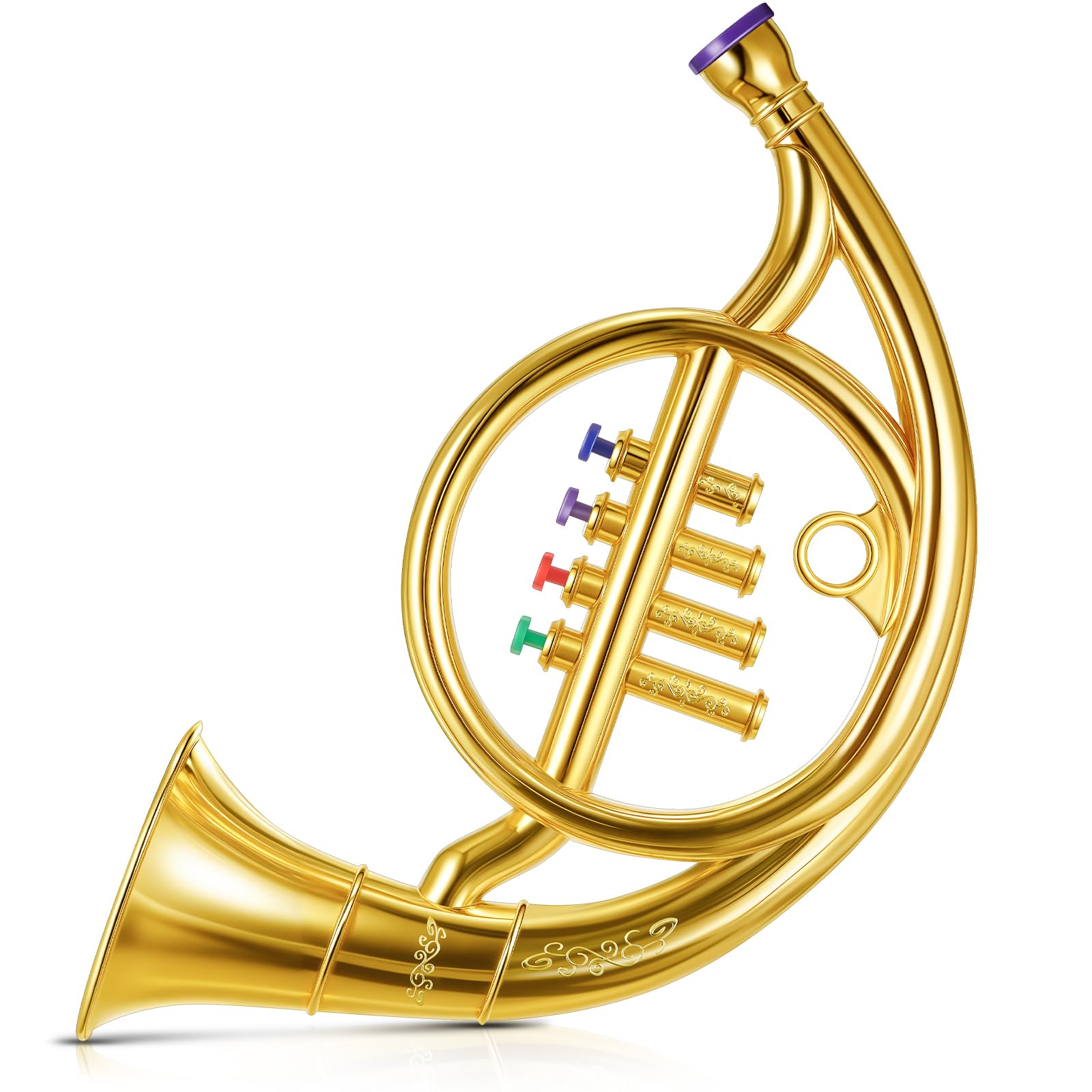 Lewtemi Gold Trumpet Musical Instruments Toy for Kid Toddler Fake Plastic Preschool Music Toy Gift Non-Professional Wind Instrument Early Educational Teaching Songs Gifts for Toddlers Children