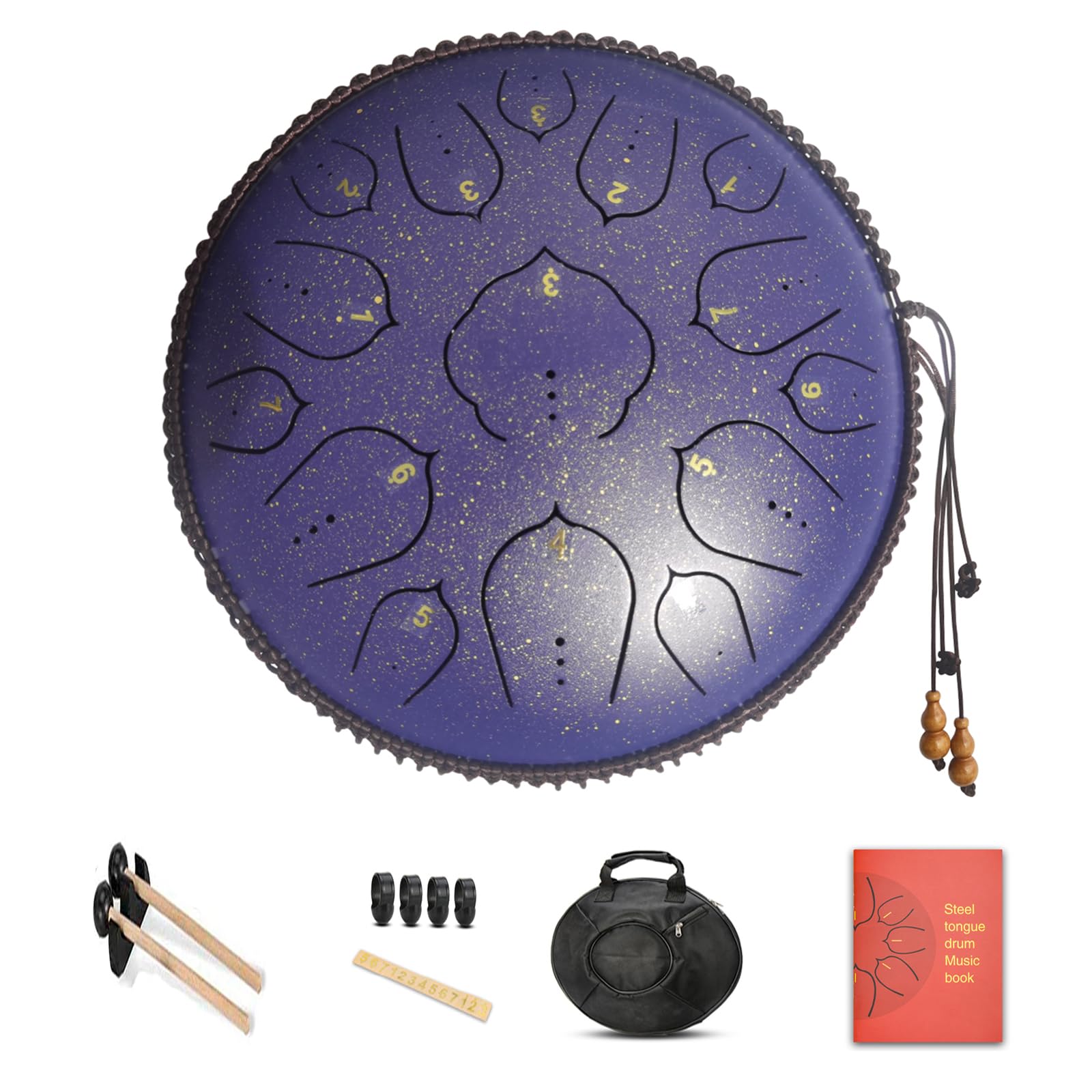 Handpan Drum 22 Inches D Minor Kurd, 432Hz 10 Notes Hand Drum Instrument, Premium Steel Drum, Handpan Instrument for Adults (Gold)