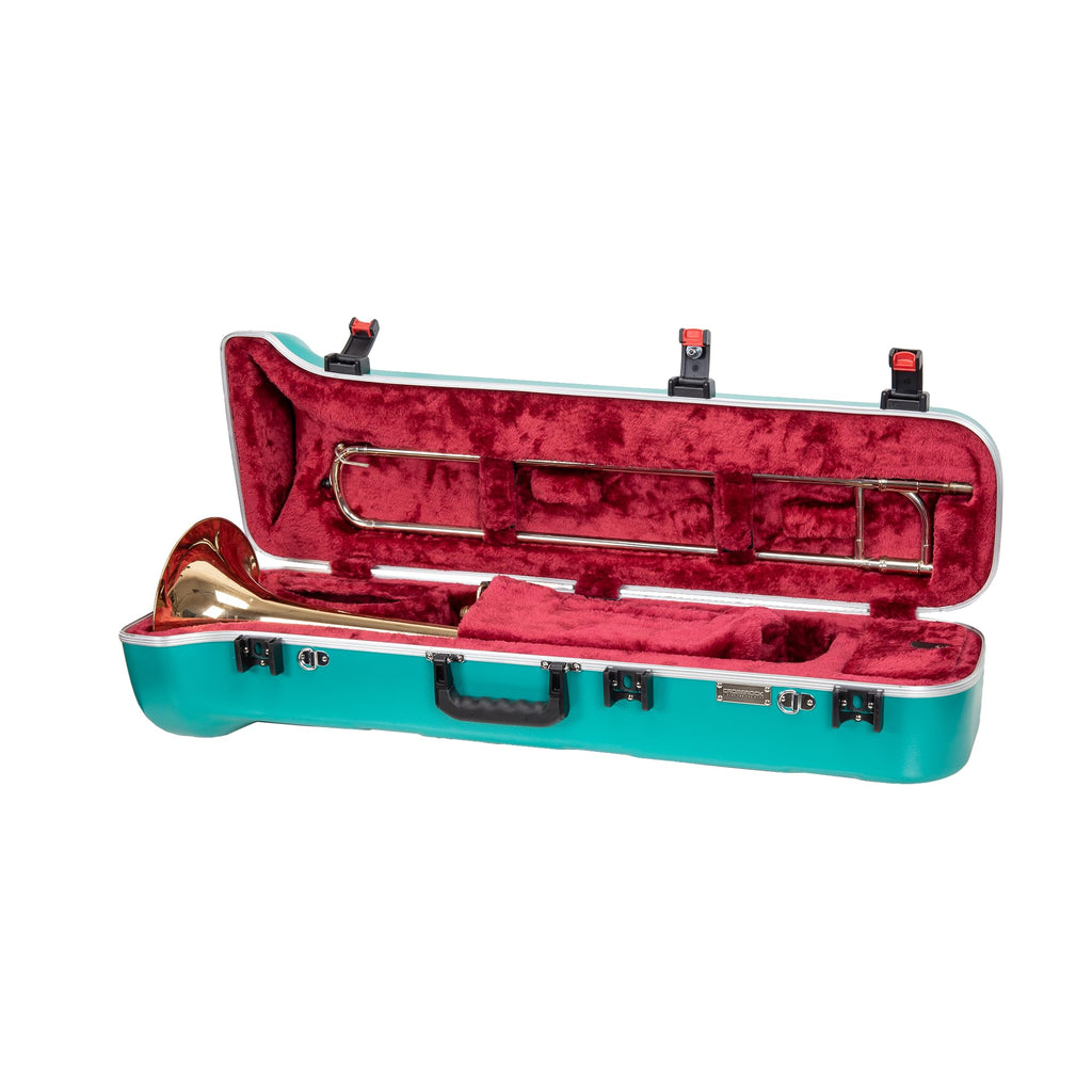Crossrock Tenor Trombone Flight Case — Fits Bb Tenor with F-Attachment | Shockproof Design, Security Lock, Plush Interior, Single Shoulder Strap & Accessory Compartment (CRA862TBBK)