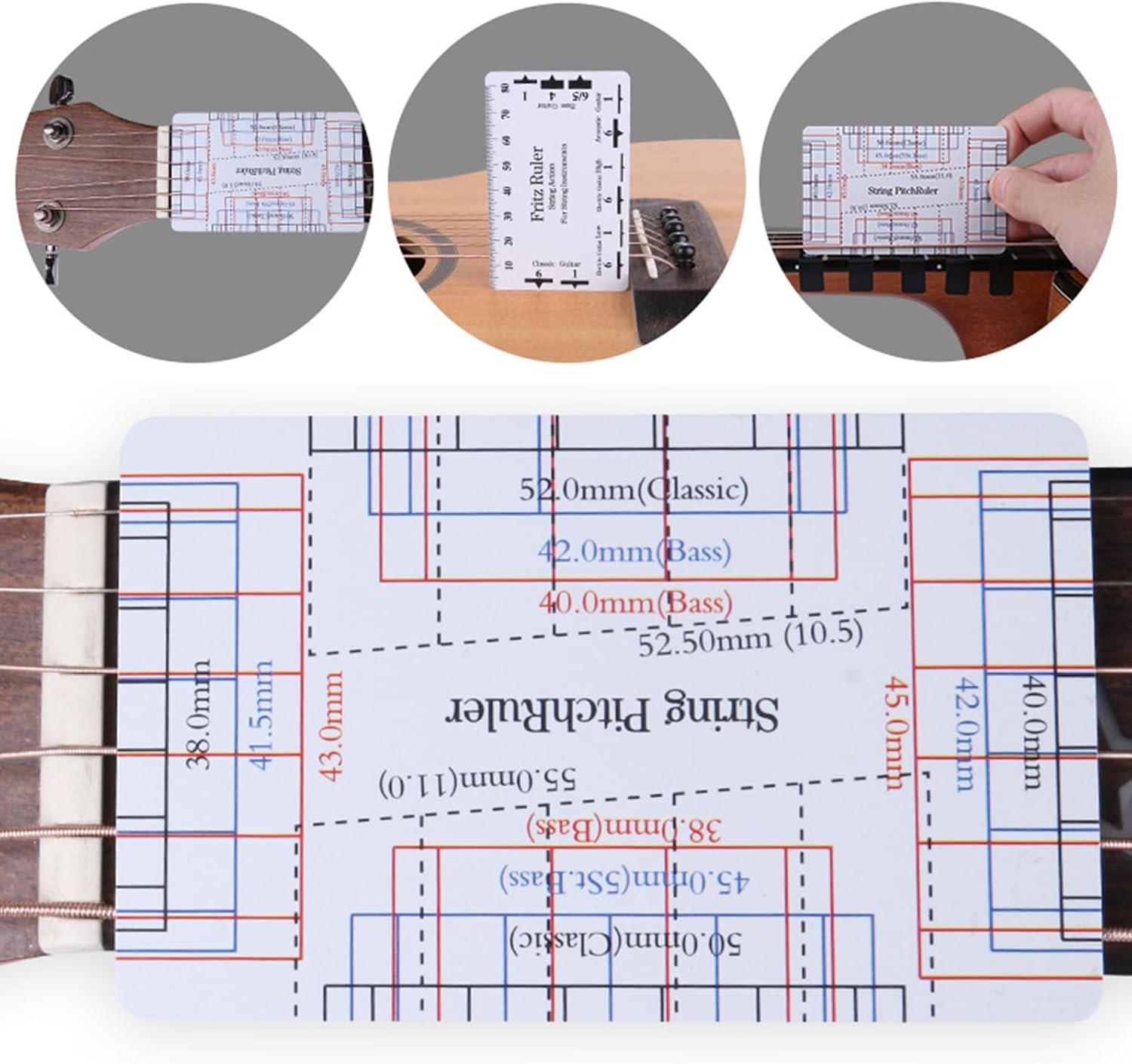 Guitar String Action Gauge Ruler Height Bass Setups Luthier Measuring Tool Action Ruler