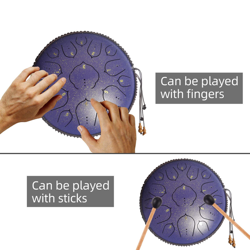 Handpan Drum 22 Inches D Minor Kurd, 432Hz 10 Notes Hand Drum Instrument, Premium Steel Drum, Handpan Instrument for Adults (Gold)