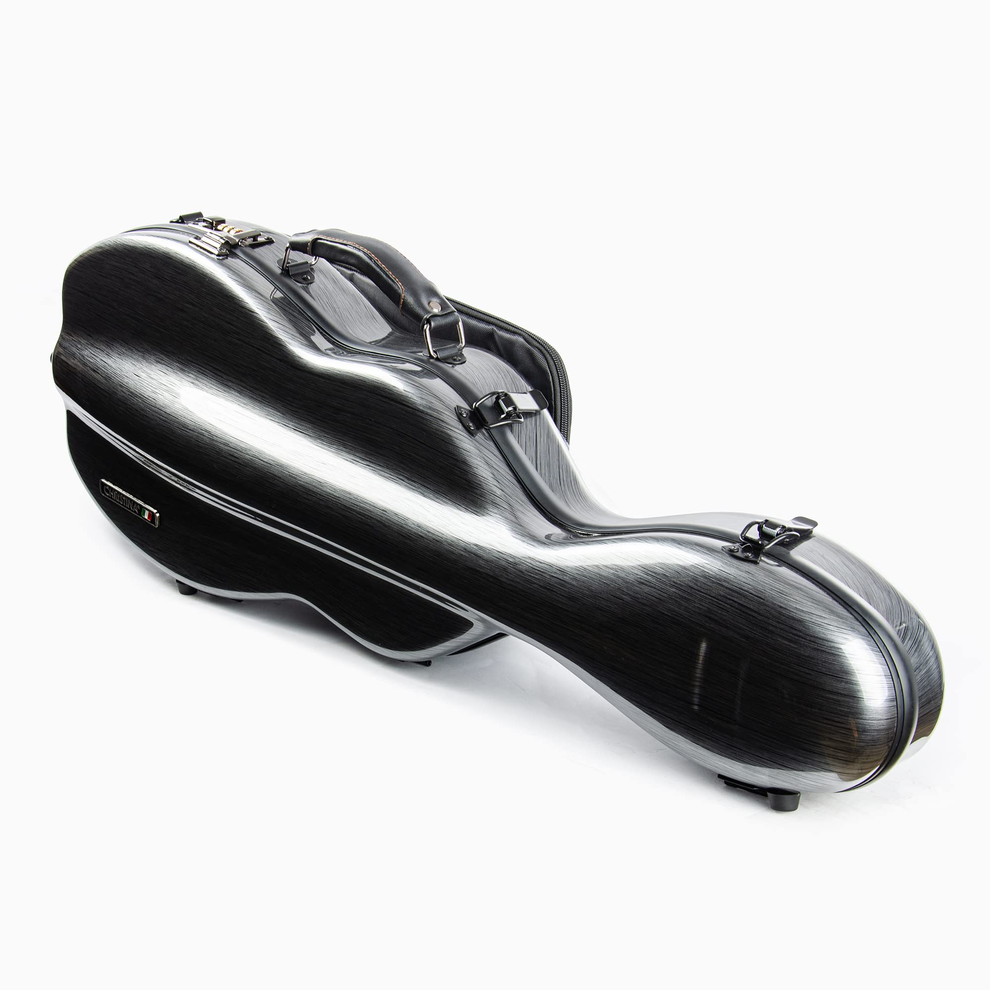 Christina violin case 4/4 Full Size Violin case High-Strength Carbon Fiber Pear-Shaped Violin Music Bag With Combination Lock and Extra Bag Gray Violin Hard Case (VB-Random type-SilveryGray spot)