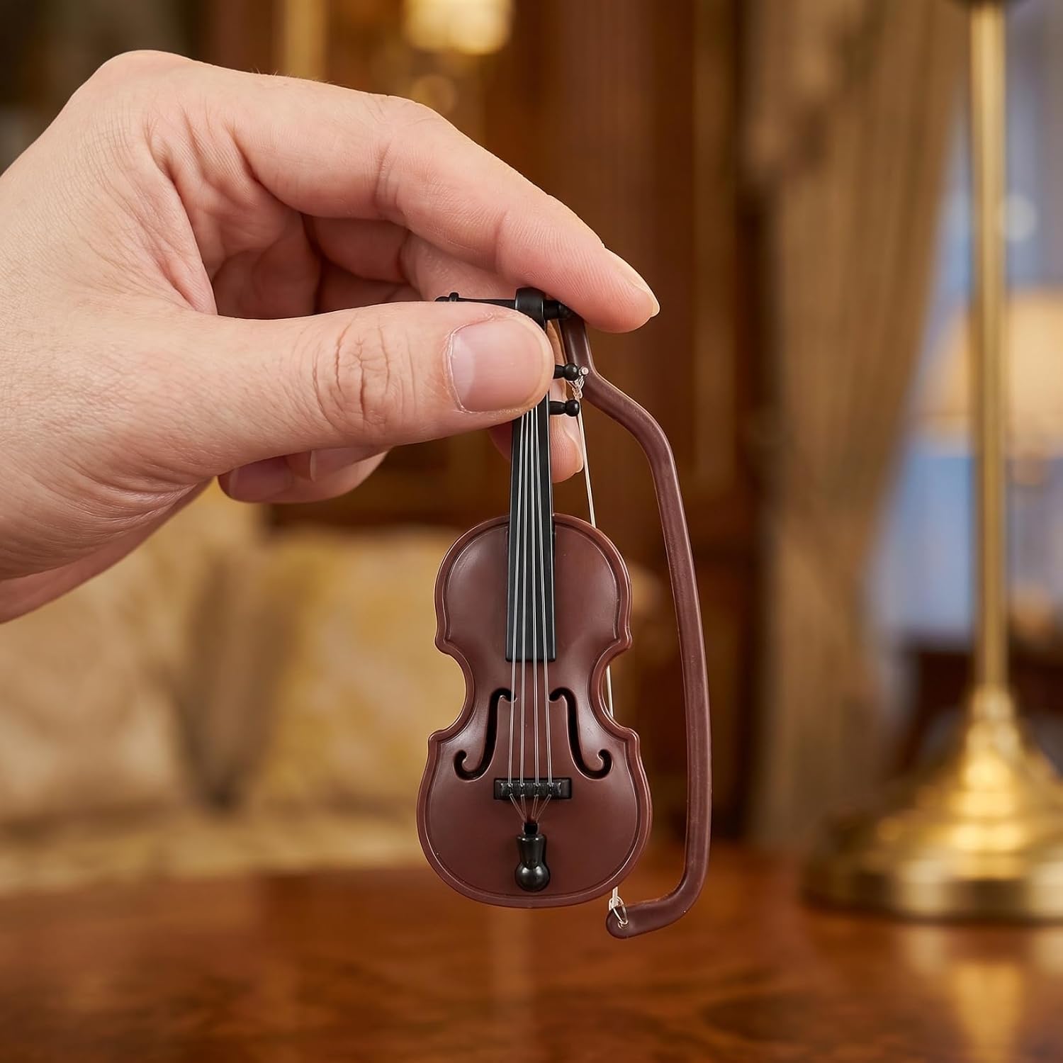 DOITOOL 20 Sets Mini Violin Models, Plastic Tiny Violin Musical Instrument for Dollhouse Accessory and Holiday Party Adornments