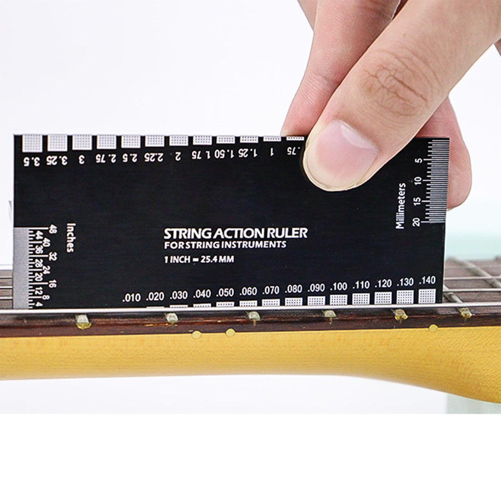 Guitar String Action Gauge Ruler, Guitars Height Gauge Guitars Set Up Repairing Luthier Tool for Guitar, Ukulele, Banjos
