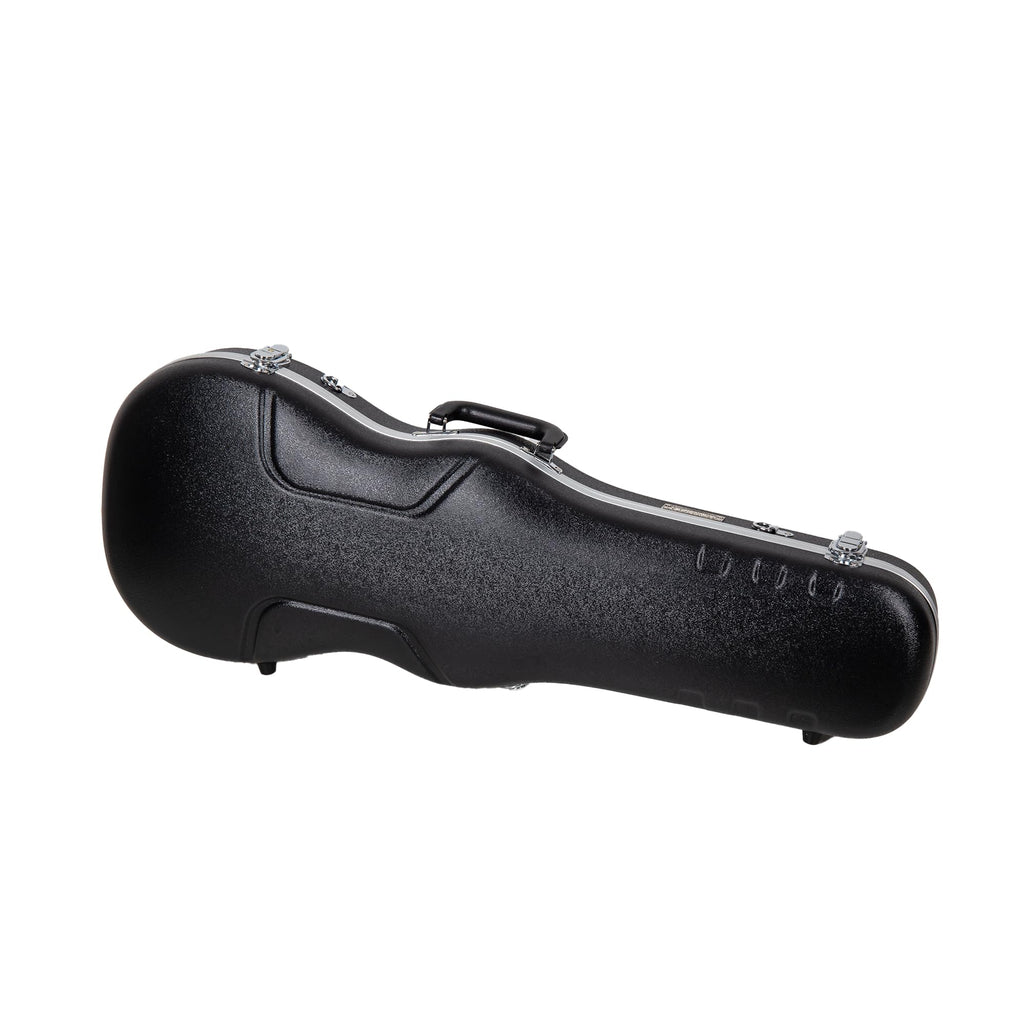 Crossrock Shaped Violin Case for 4/4 Full-Size Violin | Interior Accessory Compartment, 2 Bow Holders, Security Lock, Detachable Shoulder Straps - Black (CRA880VFBK)