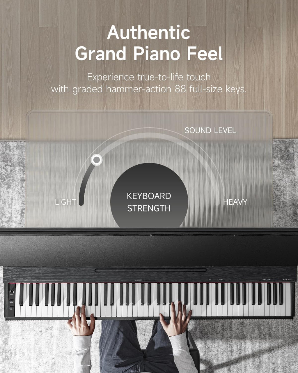 Donner OURA S300 Digital Piano 88 Key Weighted Keyboard for Advanced, Electric Piano with 88 Keys Graded Hammer Standard Keyborad, Boasts Bluetooth, Local Off, 2*15 W, Half-pedal, 256 Polyphony, Black