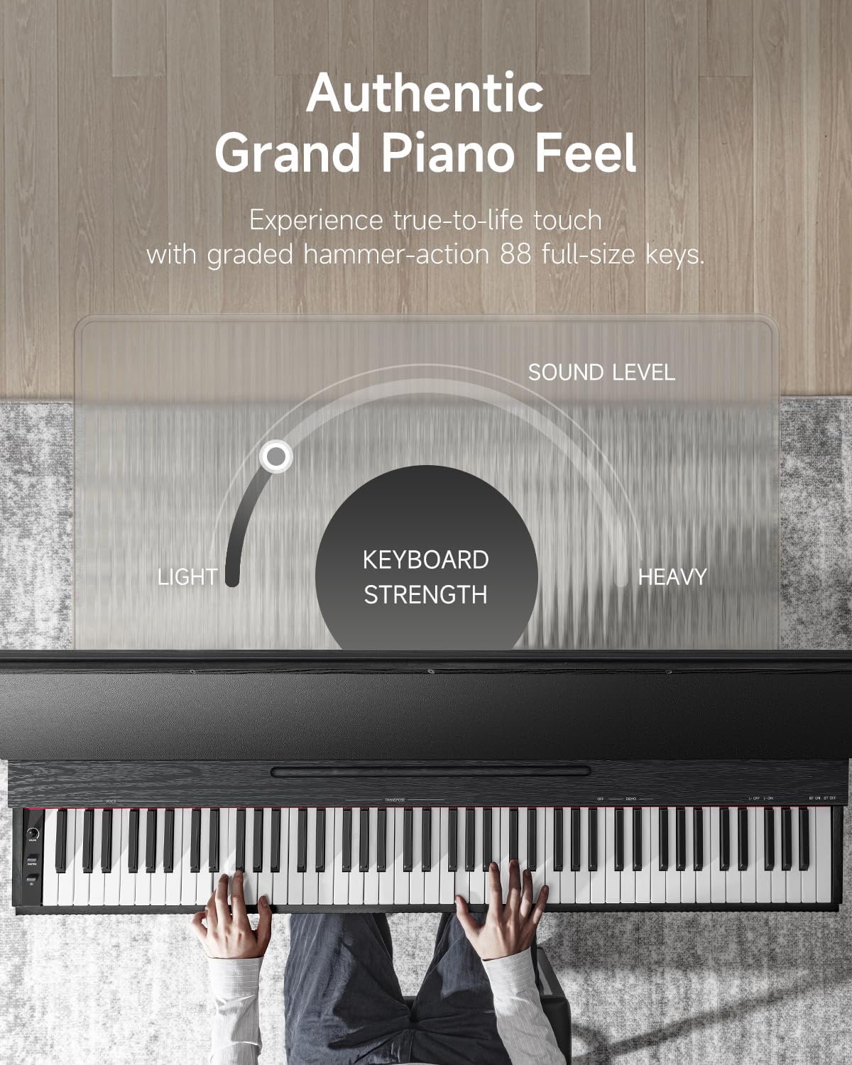 Donner OURA S300 Digital Piano 88 Key Weighted Keyboard for Advanced, Electric Piano with 88 Keys Graded Hammer Standard Keyborad, Boasts Bluetooth, Local Off, 2*15 W, Half-pedal, 256 Polyphony, Black