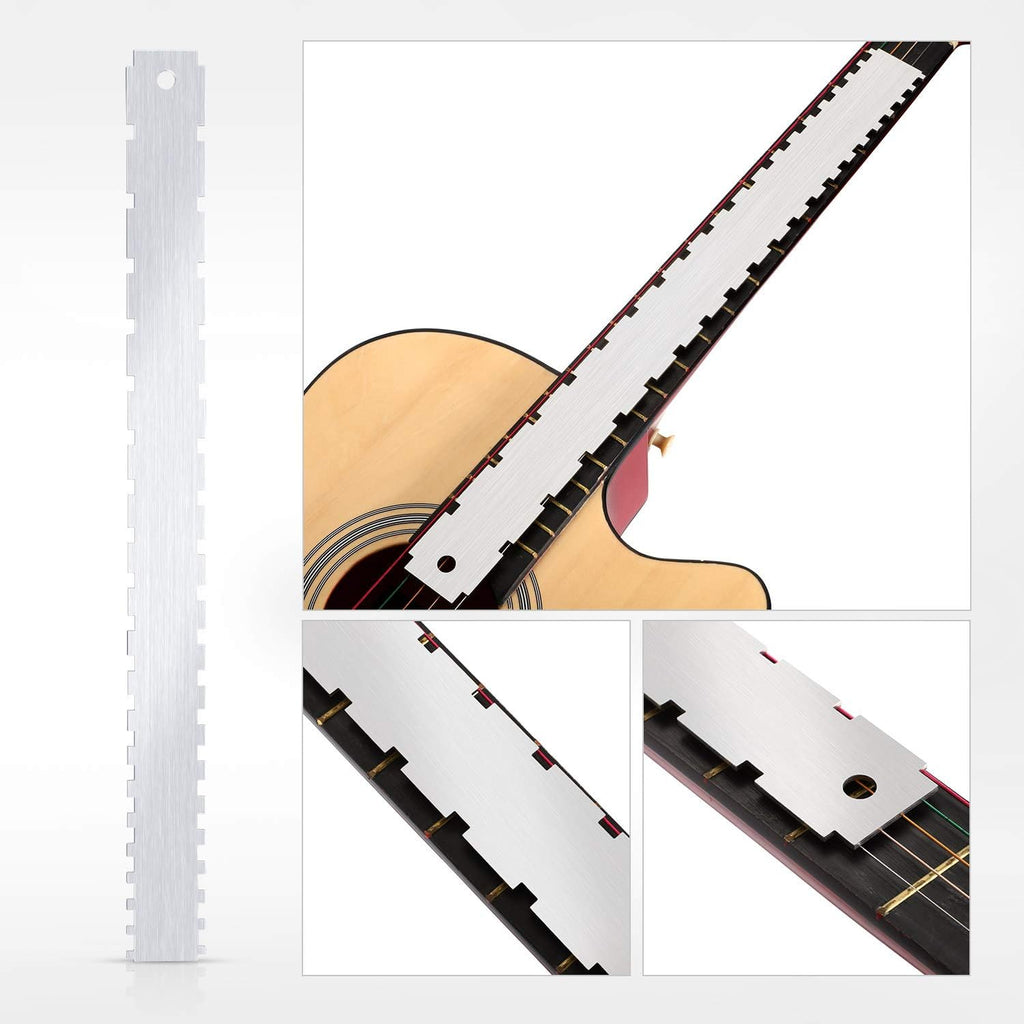 Frienda set of 3 Notched Neck Straight Edge Guitar Luthiers Tool, String Action Ruler Gauge, Fret Rocker String Height Gauge for Most Guitar Fretboards