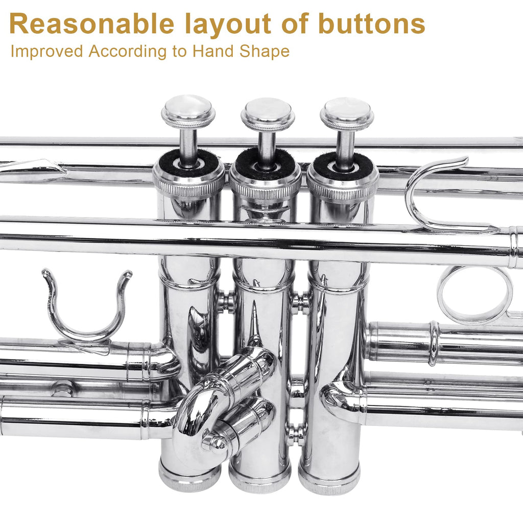 Ktaxon Bb Standard Trumpet for Beginners,Trumpet for Student with Hard Case,7C Mouthpiece,Cleaning Cloth,Gloves,Brass Instruments for Kids and Adults(Gold)