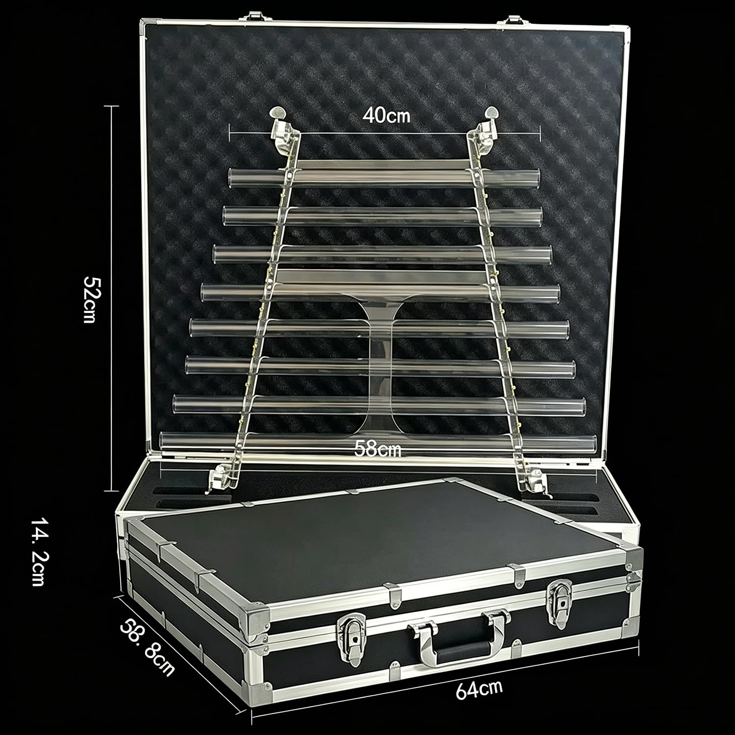 Quartz Crystal Harp for Sound Therapy, 432Hz/440Hz 8 Note CDEFGABC Quartz Crystal Singing Harp, Includes 8 Notes and Alumina Alloy Case, for Sound Baths and Meditation A-440hz