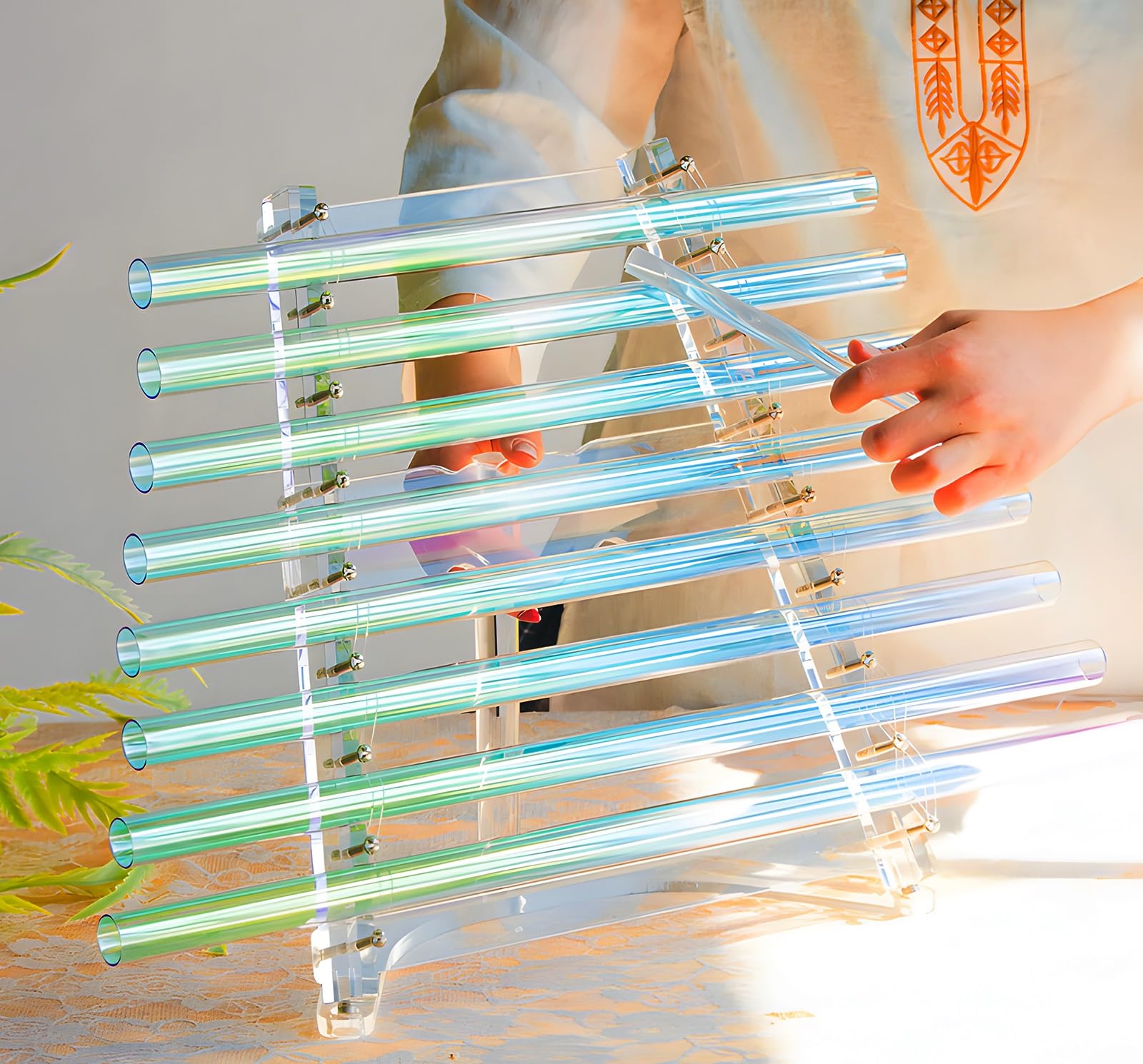 Crystal Singing Harp 8 Notes C D E F G A B C Including Aluminum Suitcase Healing Musical Instrument for Healing Meditation, Adjusting Emotional State,Clear 432 Hz,11 inch