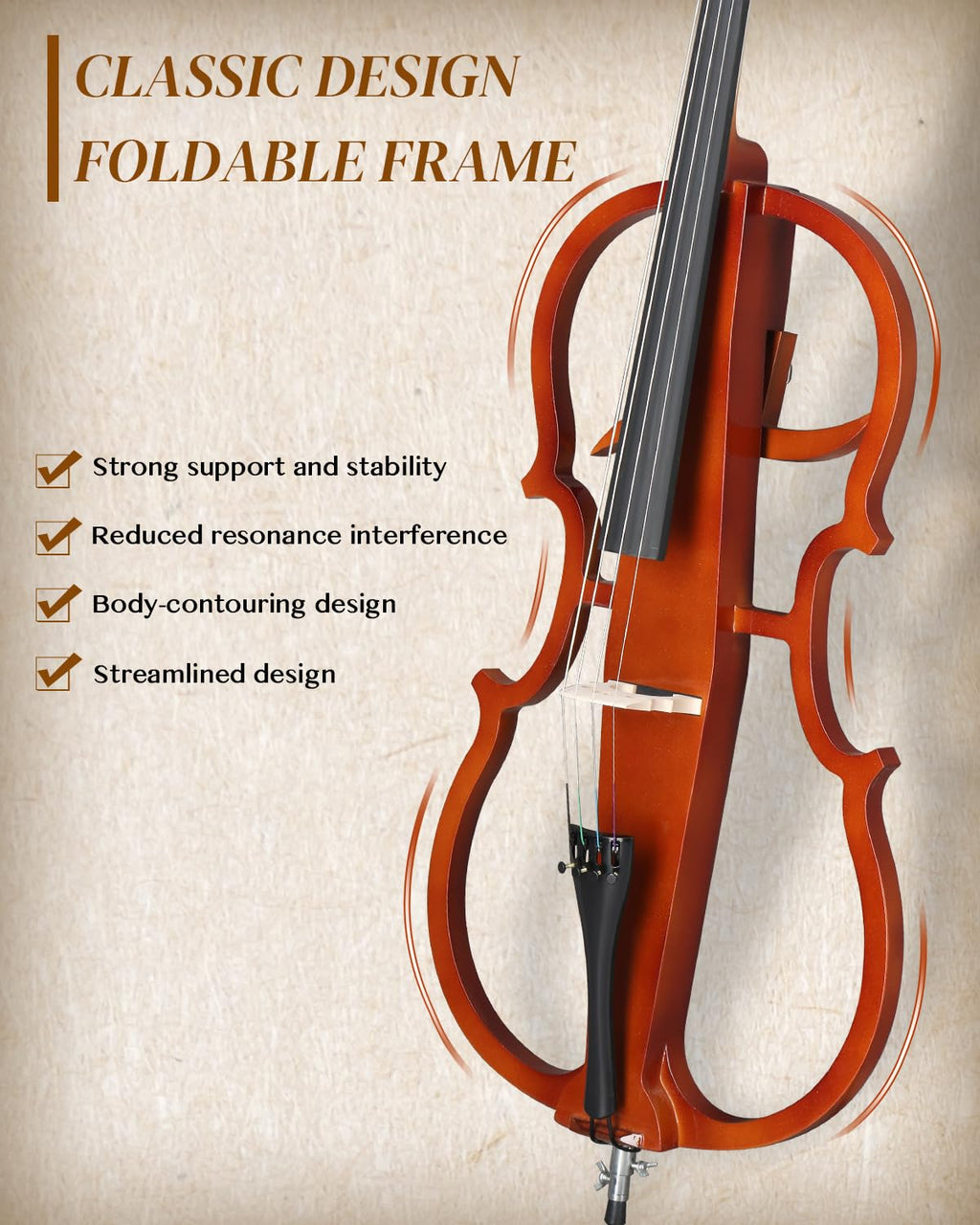 Ktaxon 4/4 Full Size Electric Cello with Classic Scroll, Premium Fingerboard & Unmatched Pickup,Includes 7mm Padding Bag, Bow, Rosin & Headphones, Electric Cello for Beginners Adults (Natural)