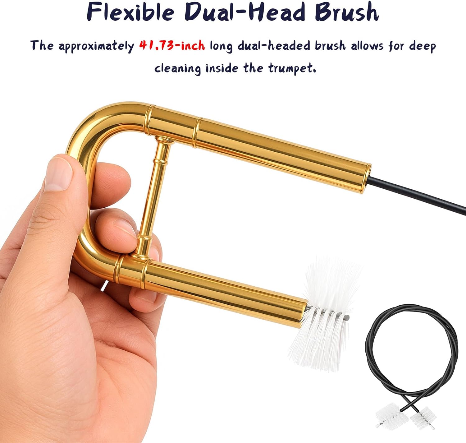 Trumpet Cleaning Kit, Clean and Care Horn, Trumpet Valve Oil Kit with Valve Oil, Slide Grease, Cork Grease, Cleaning Cloth, Mouthpiece/Valve/Bore Brushes, Polishing Cloth