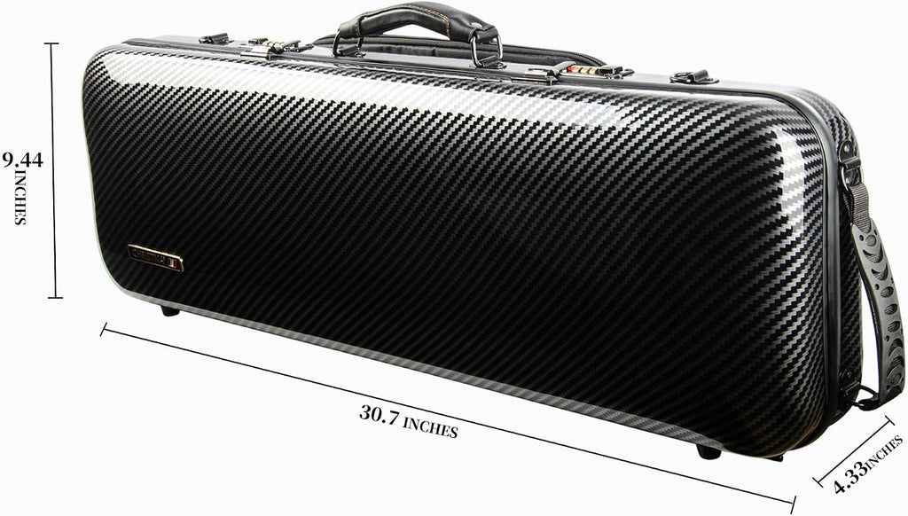 4/4 Full Size Violin case High-Strength Carbon Fiber Rectangular Violin Music Bag With Combination Lock and Extra Bag Black Violin Hard Case (VB-Square-Black Stripe spot)