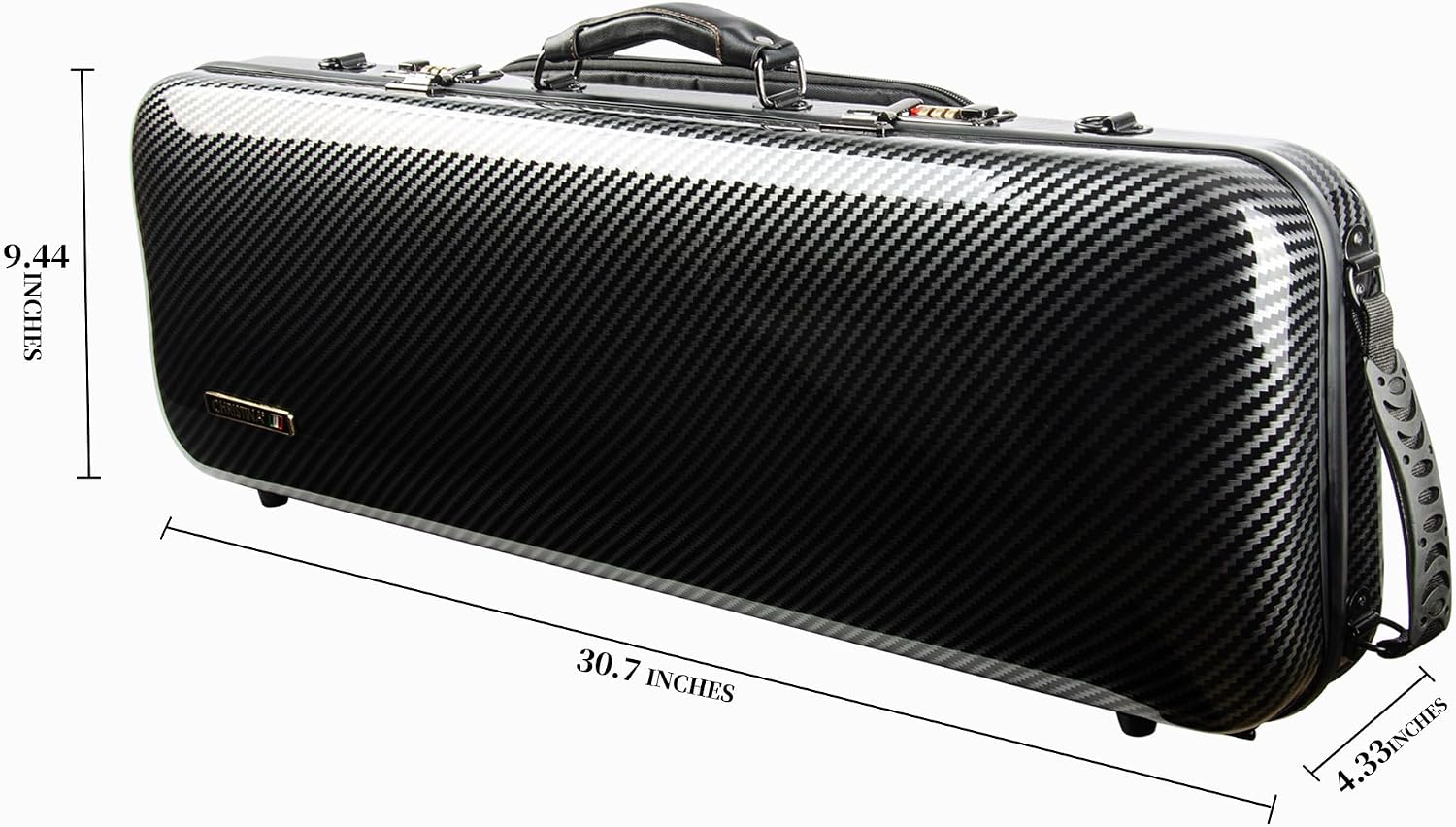 4/4 Full Size Violin case High-Strength Carbon Fiber Rectangular Violin Music Bag With Combination Lock and Extra Bag Black Violin Hard Case (VB-Square-Black Stripe spot)