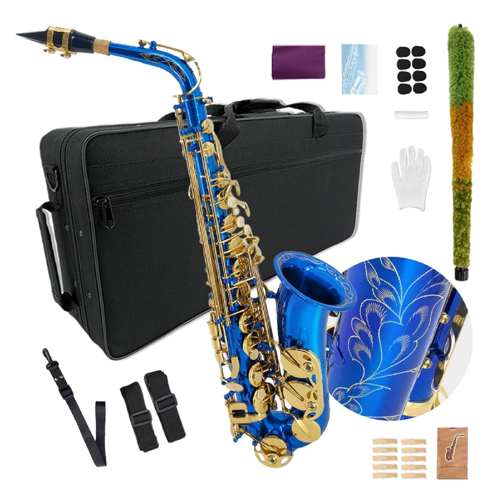 Alto Saxophone E Flat for Adults Student Sax Eb Alto Full Kit With Carrying Sax Case Mouthpiece Straps Reeds Saxophone Beginner Kit