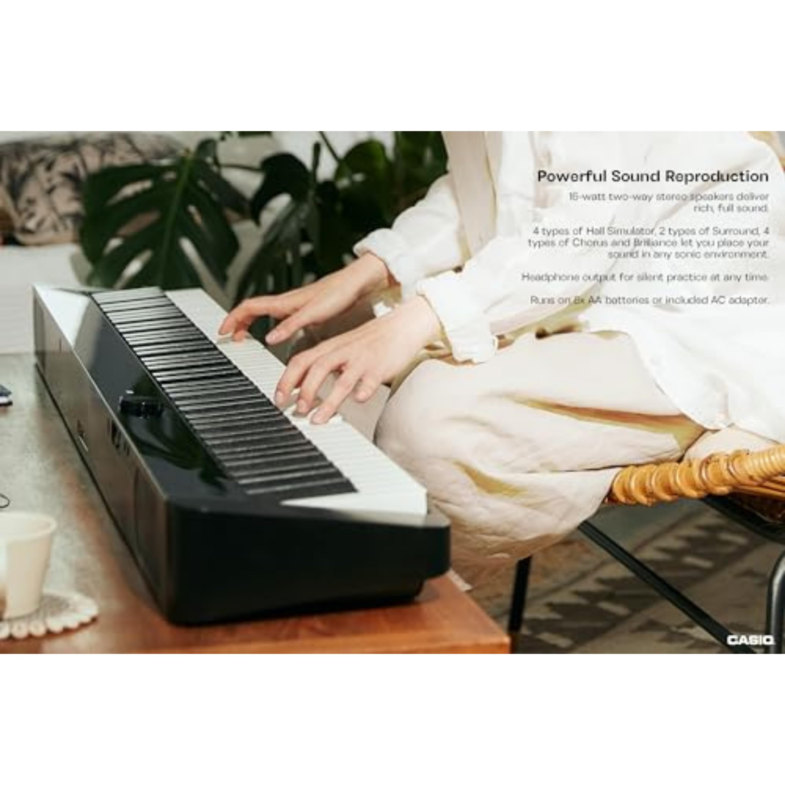 Casio Privia PX-S1100 – 88-Key Touch-Responsive Weighted Digital Piano | Ultra-Portable | Superior Sound | German Grand Tone, Bluetooth, Casio Music Space App | Mellow Beige