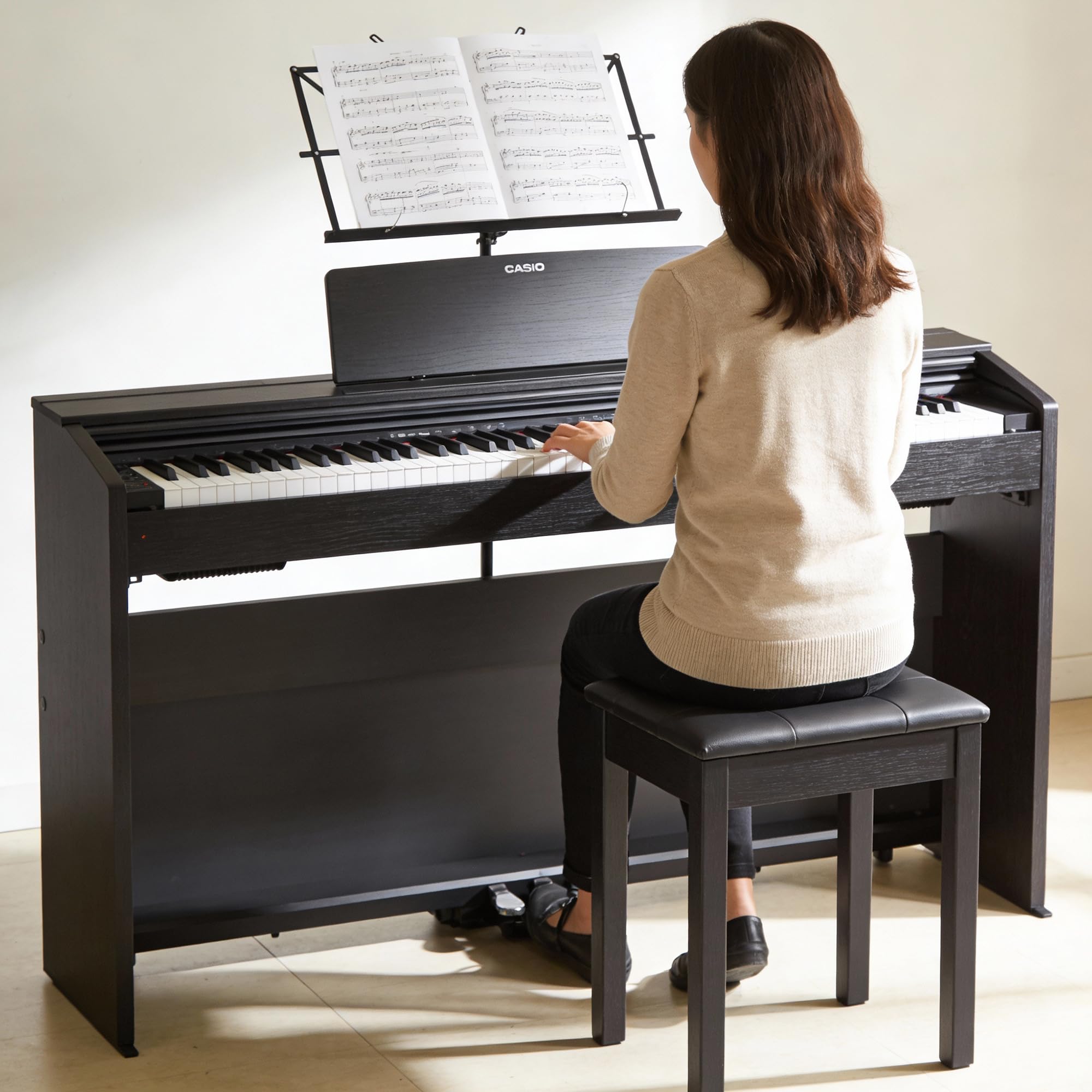 Casio PX-870 Privia Digital Piano - Black Bundle with Furniture Bench, Headphones, Instructional Book, Online Lessons, Instructional DVD, and Austin Bazaar Polishing Cloth