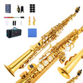 Soprano Saxophone SAX Bb Brass Lacquered Gold Body and Keys Woodwind instruments (gold)