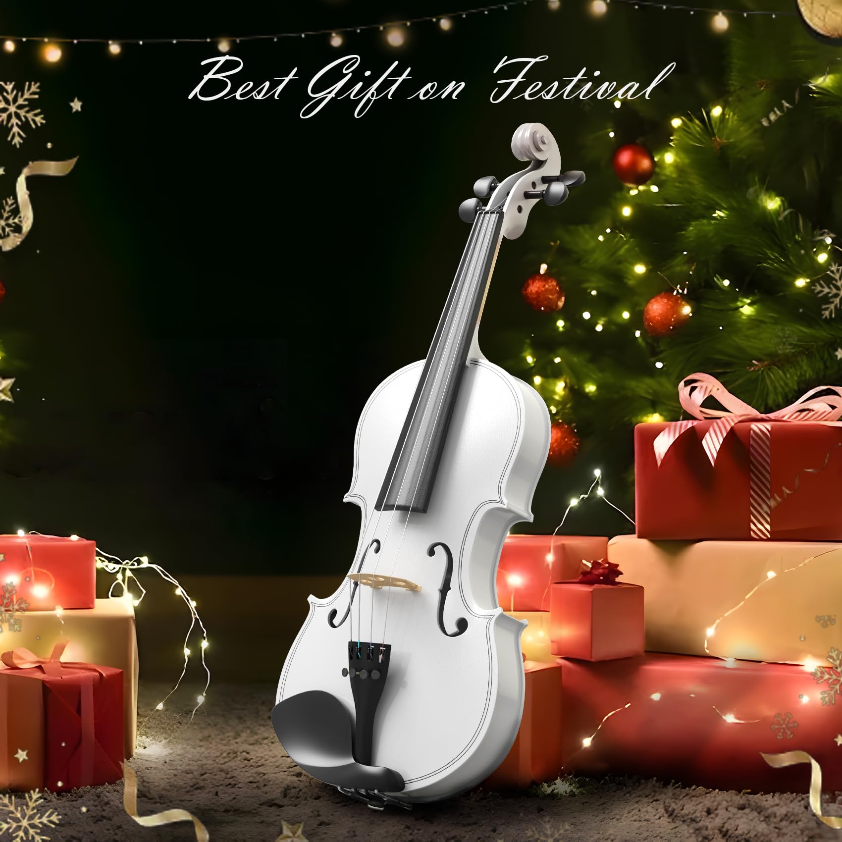 4/4 Full Size Beginner Violin, Acoustic Fiddle Set for Adults, Teens, and Students (Age 12+), with Case, Bow, Bridge, and Rosin (Pink)
