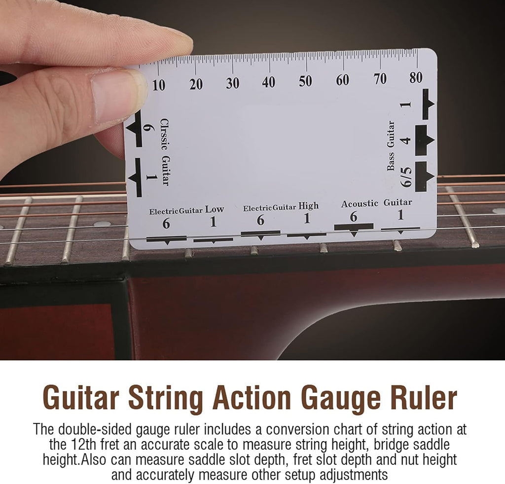 2Pcs String Action Gauge Ruler Instrument Setup Measuring Kit for Guitar Bass Measuring Tool Electric Acoustic Instruments