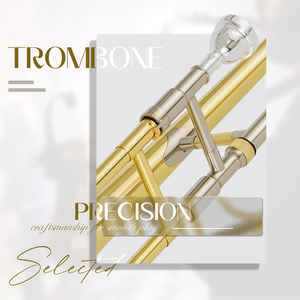 AKLOT Classic Bb Tenor Trombone: Entry-Level B Flat Brass Instruments with Hand-Hammered Bell, Anti-Tarnish Gold Lacquer Finish, Ideal for Beginner, Includes Hard Case, Mouthpiece, Gloves, Cloth