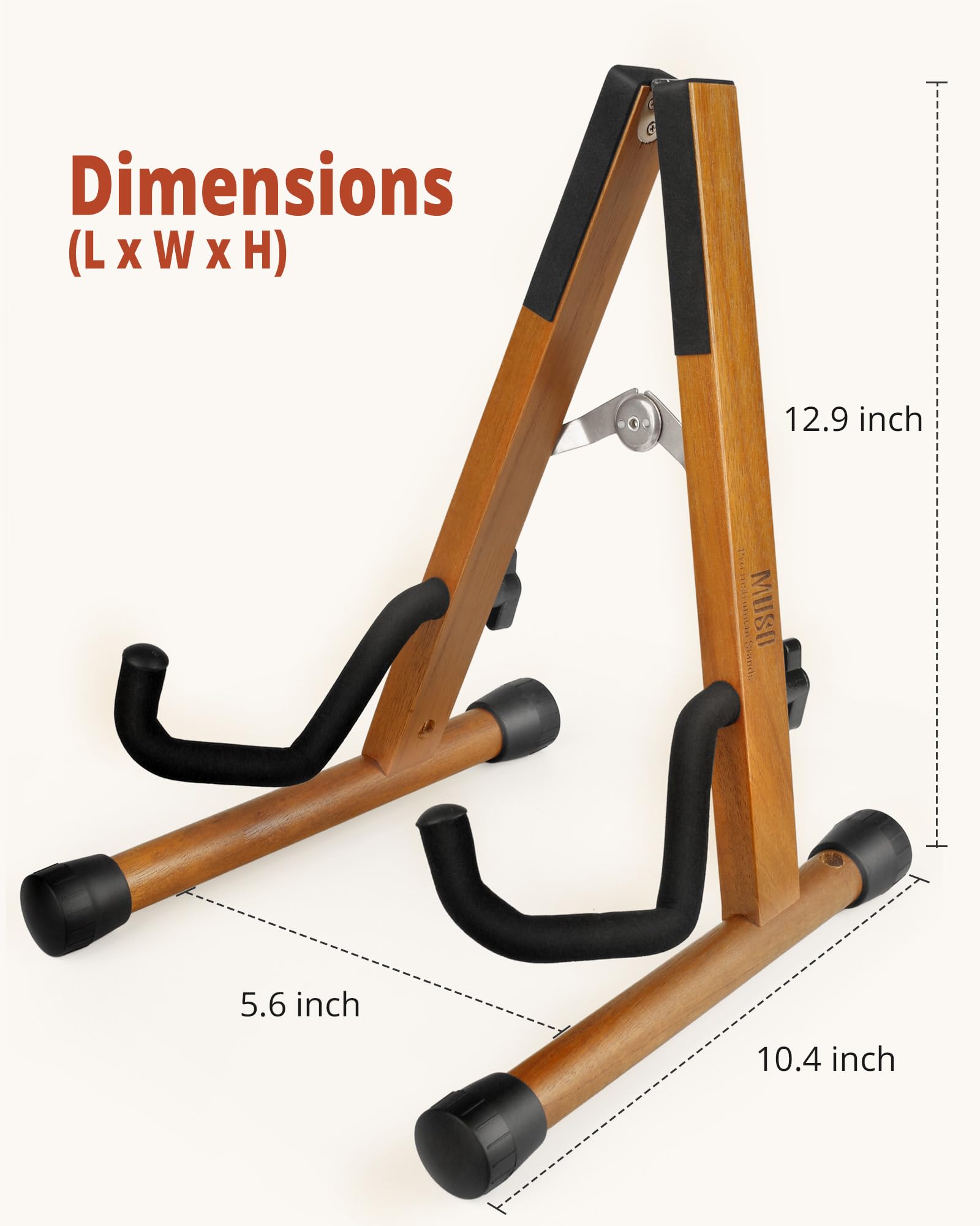 MUSO Cello Stand with Bow Holder,A-Frame Floor Stand with Padded Foam, Handcrafted Cello Rack Fits 1/2, 3/4, 7/8, 4/4 Full-Size and Guitar, Instrument Holder for Home and Studio Display
