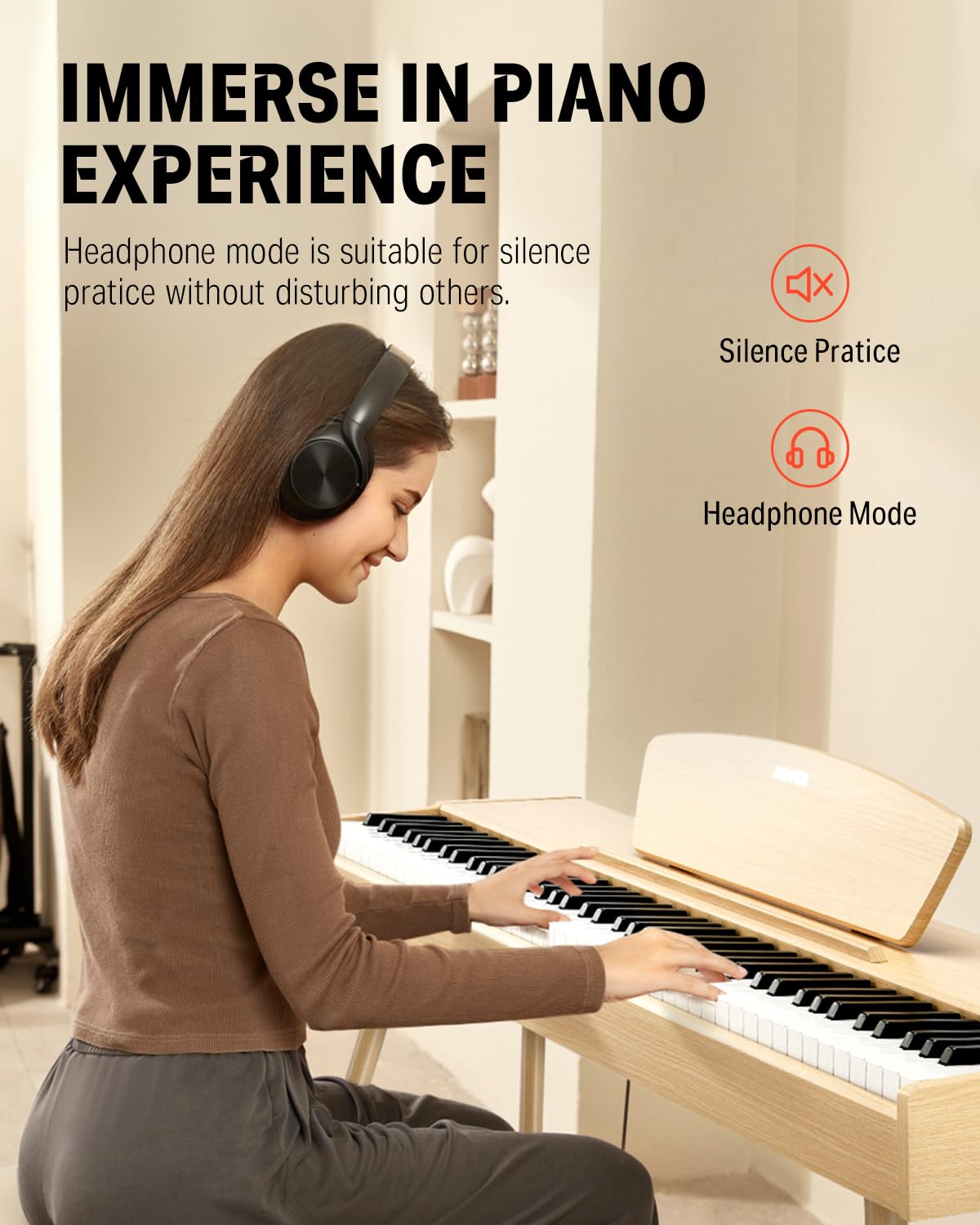 Donner DDP-80 PLUS Digital Piano 88 Key Weighted Keyboard, Home Electric Piano, Supports USB-MIDI & Headphones Connection, Semi-open Cover Designed, with Metal Three Pedal, Power Adapter
