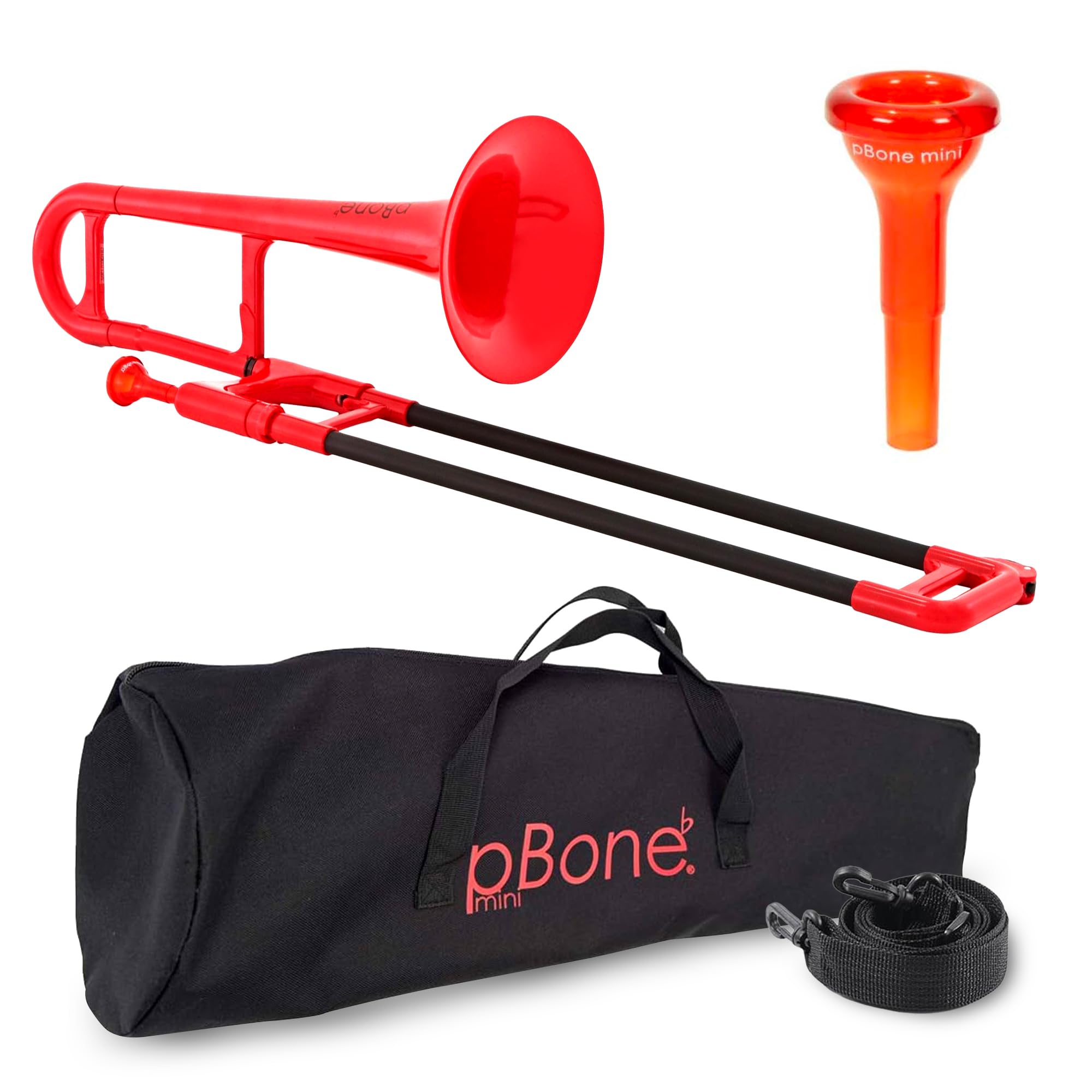 pBone Plastic Kids pBone Mini Trombone - Mouthpiece and Carrying Bag- Lightweight Versatile, Comfortable Ergonomic Grip- Eb Authentic Sound for Student & Beginner- Durable ABS Construction- Blue