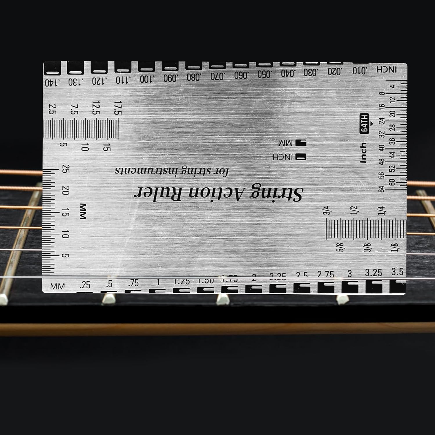 Guitar Action Gauge Ruler,Stainless Steel String Action Ruler for Guitar Repairing Luthier Action Gauge